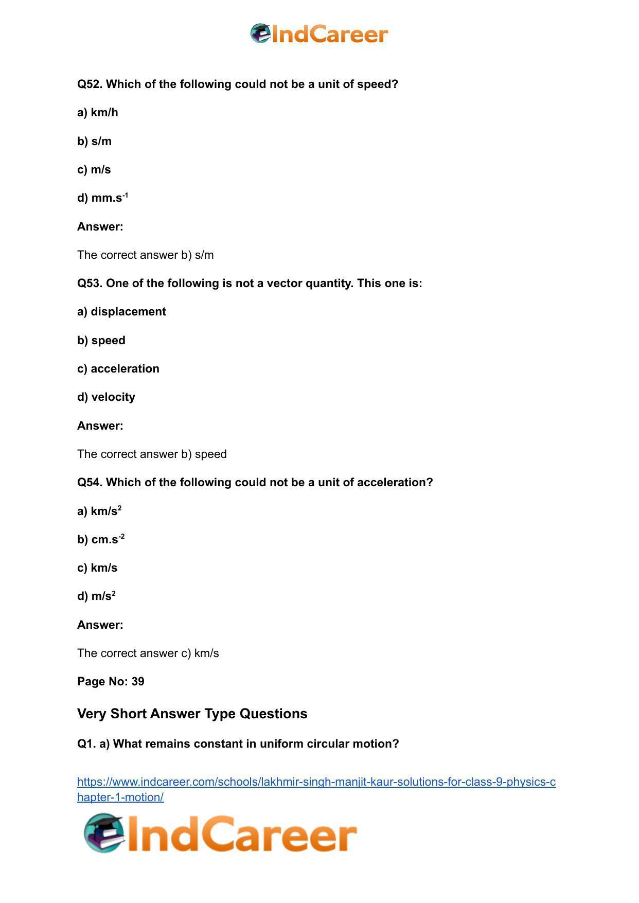 Lakhmir Singh Manjit Kaur Solutions for Class 9 Physics: Chapter 1- Motion - Page 18