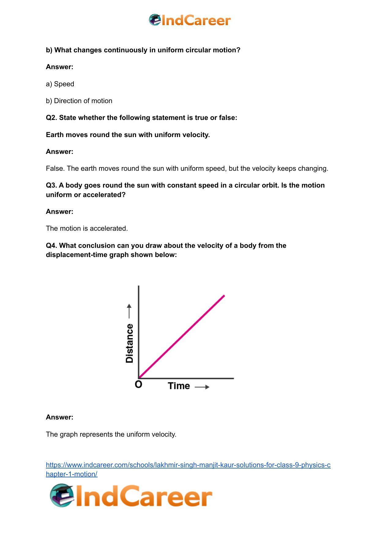 Lakhmir Singh Manjit Kaur Solutions for Class 9 Physics: Chapter 1- Motion - Page 19