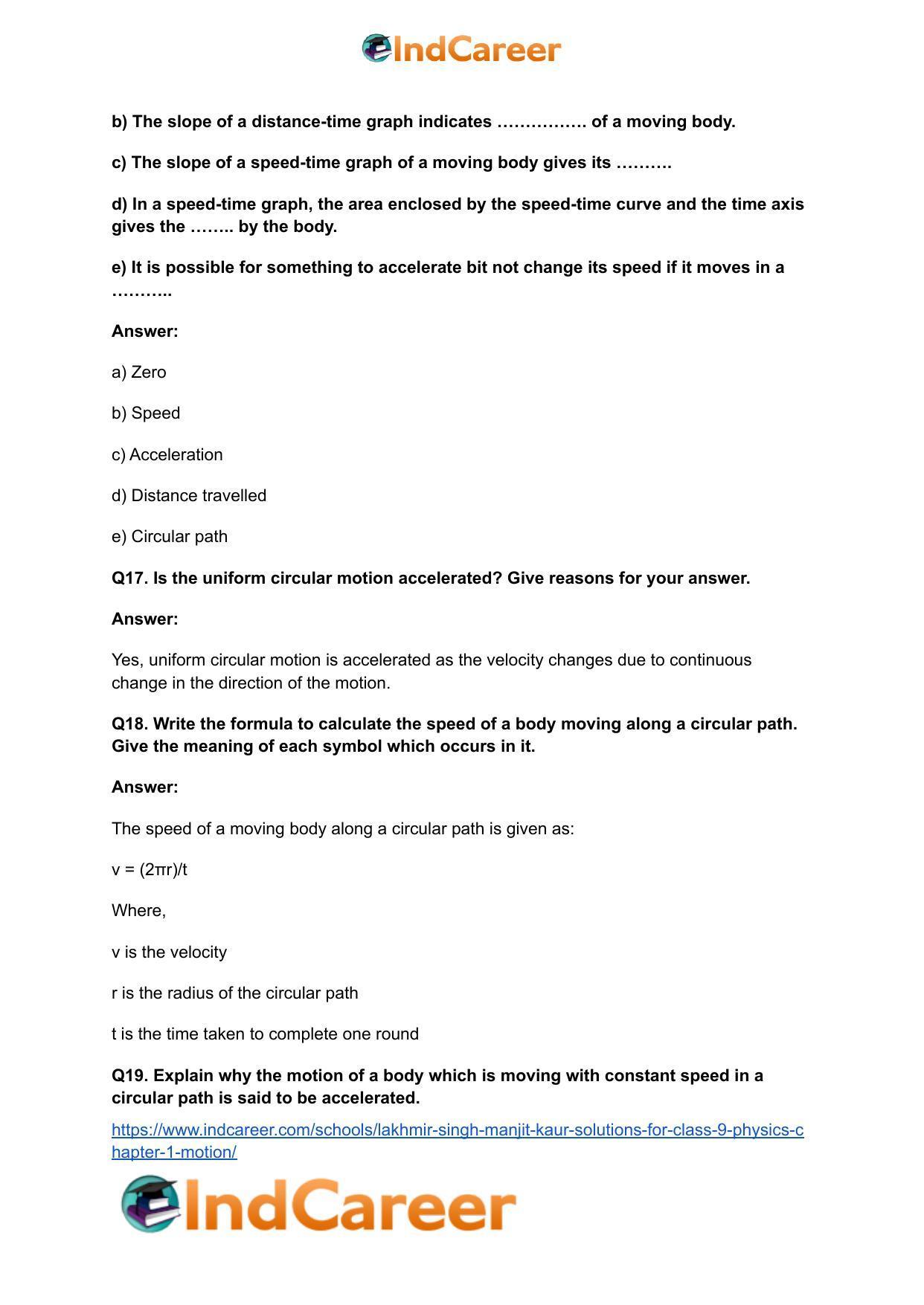 Lakhmir Singh Manjit Kaur Solutions for Class 9 Physics: Chapter 1- Motion - Page 24
