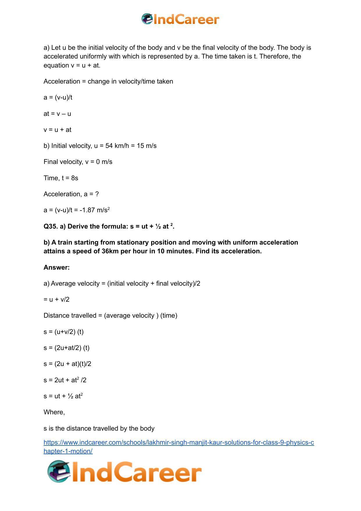 Lakhmir Singh Manjit Kaur Solutions for Class 9 Physics: Chapter 1- Motion - Page 30