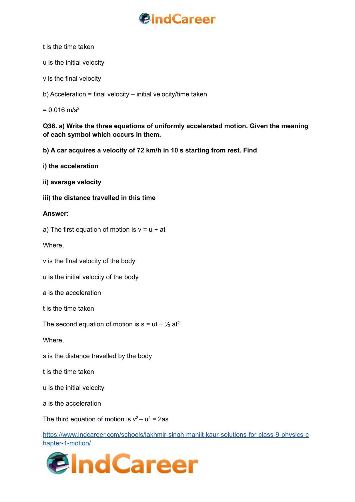 Lakhmir Singh Manjit Kaur Solutions for Class 9 Physics: Chapter 1- Motion - Page 31