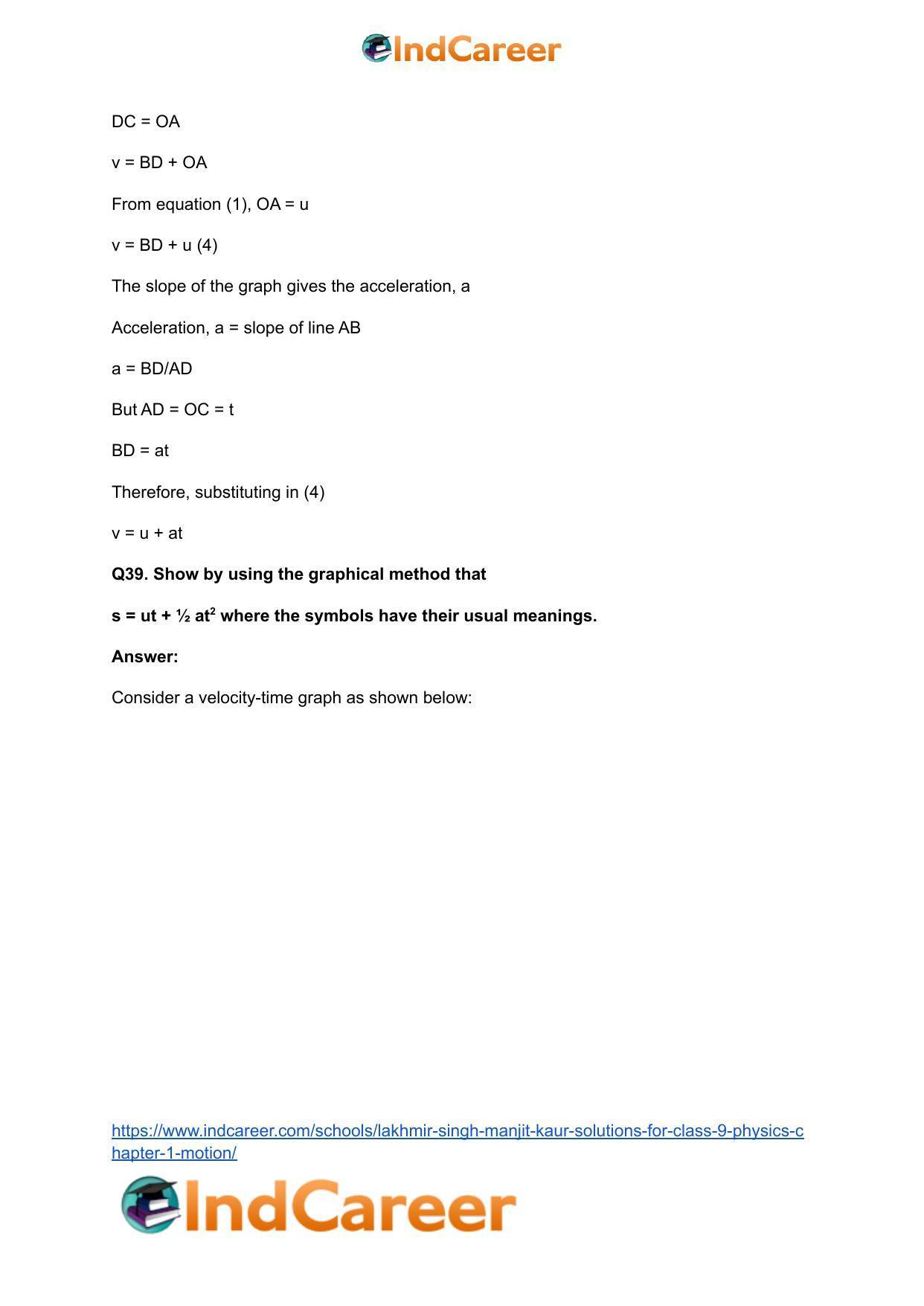 Lakhmir Singh Manjit Kaur Solutions for Class 9 Physics: Chapter 1- Motion - Page 34