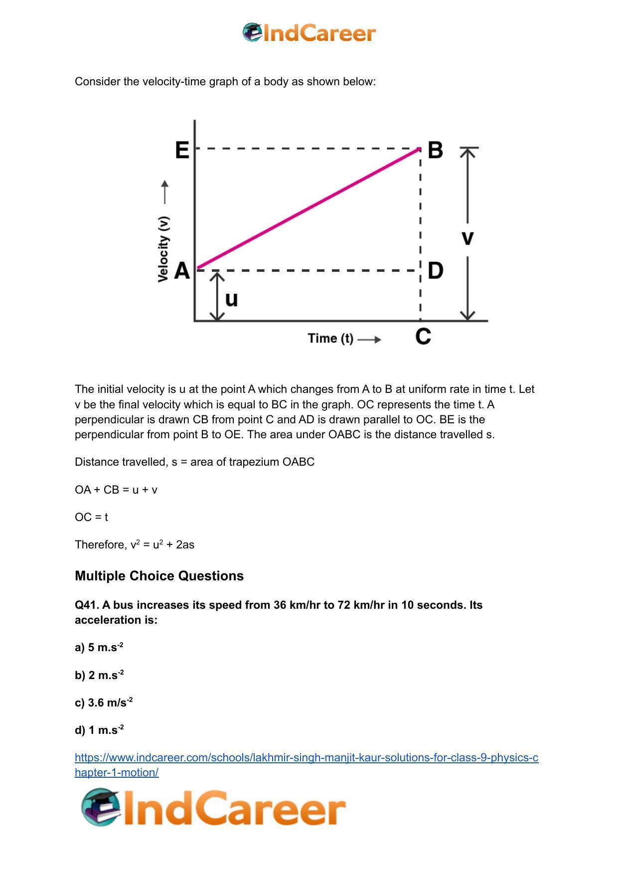 Lakhmir Singh Manjit Kaur Solutions for Class 9 Physics: Chapter 1- Motion - Page 36