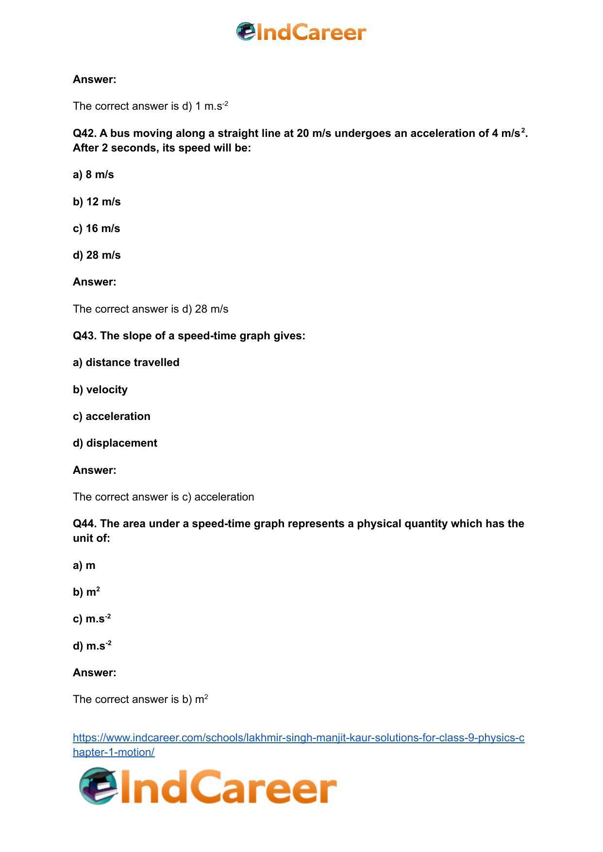 Lakhmir Singh Manjit Kaur Solutions for Class 9 Physics: Chapter 1- Motion - Page 37