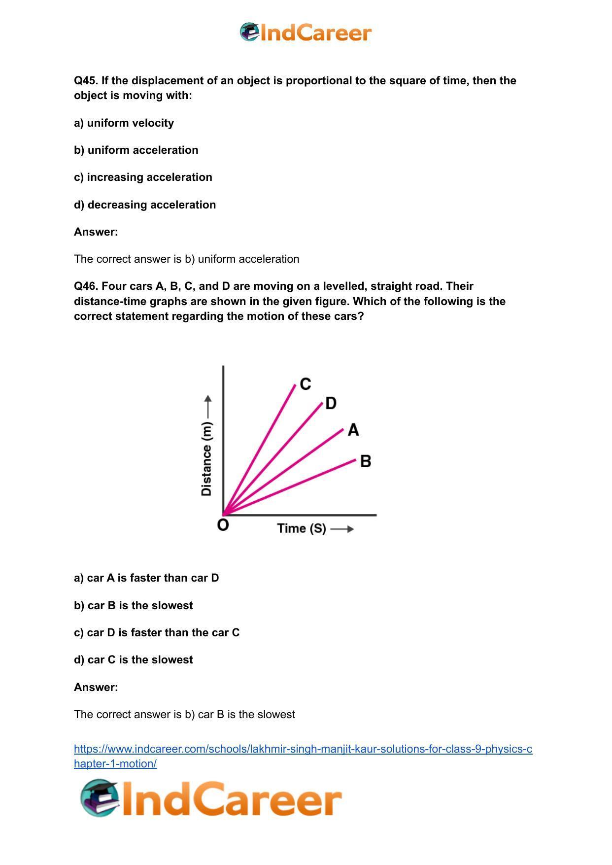 Lakhmir Singh Manjit Kaur Solutions for Class 9 Physics: Chapter 1- Motion - Page 38
