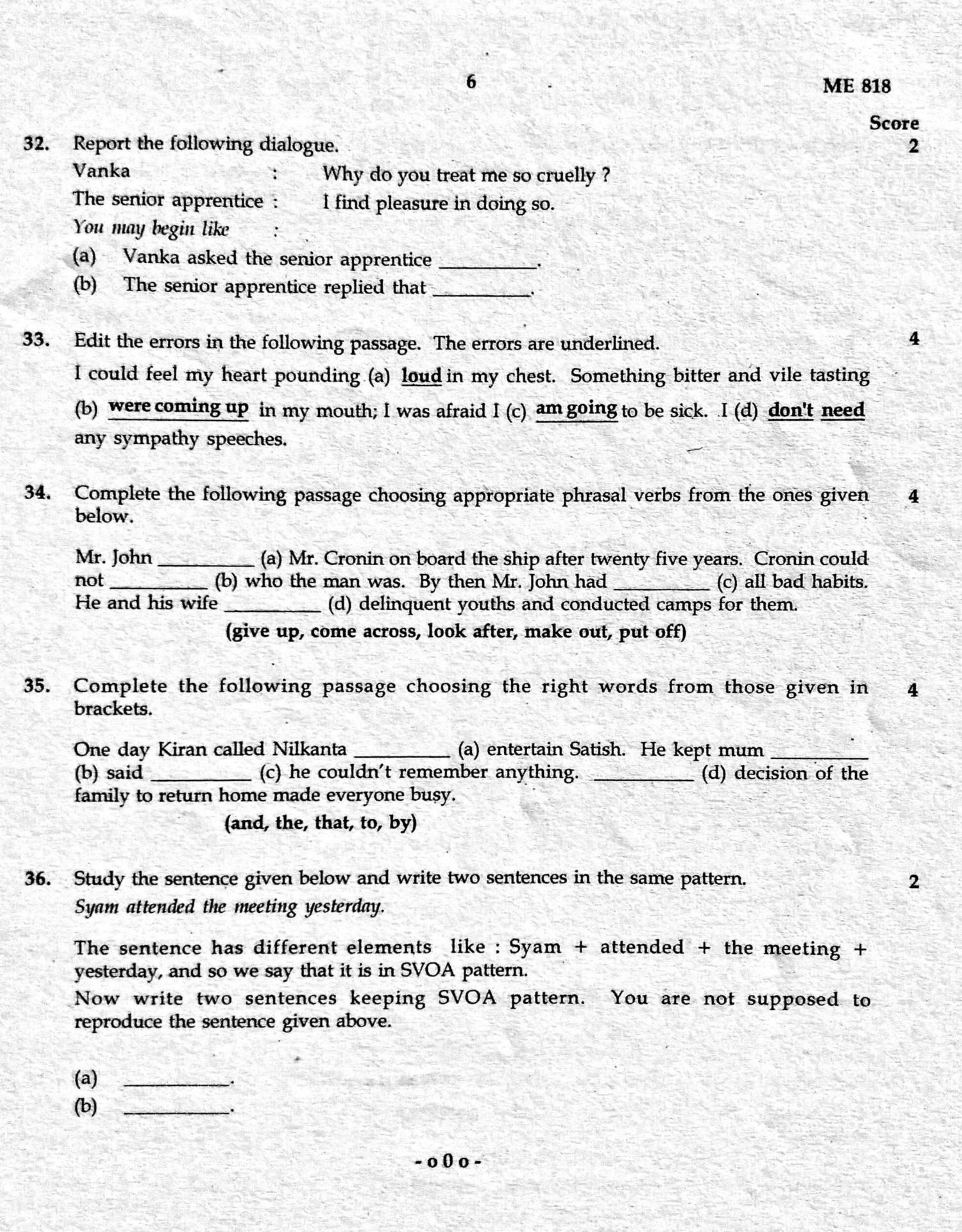 Kerala SSLC 2020 English Question Pape (Model) - Page 6