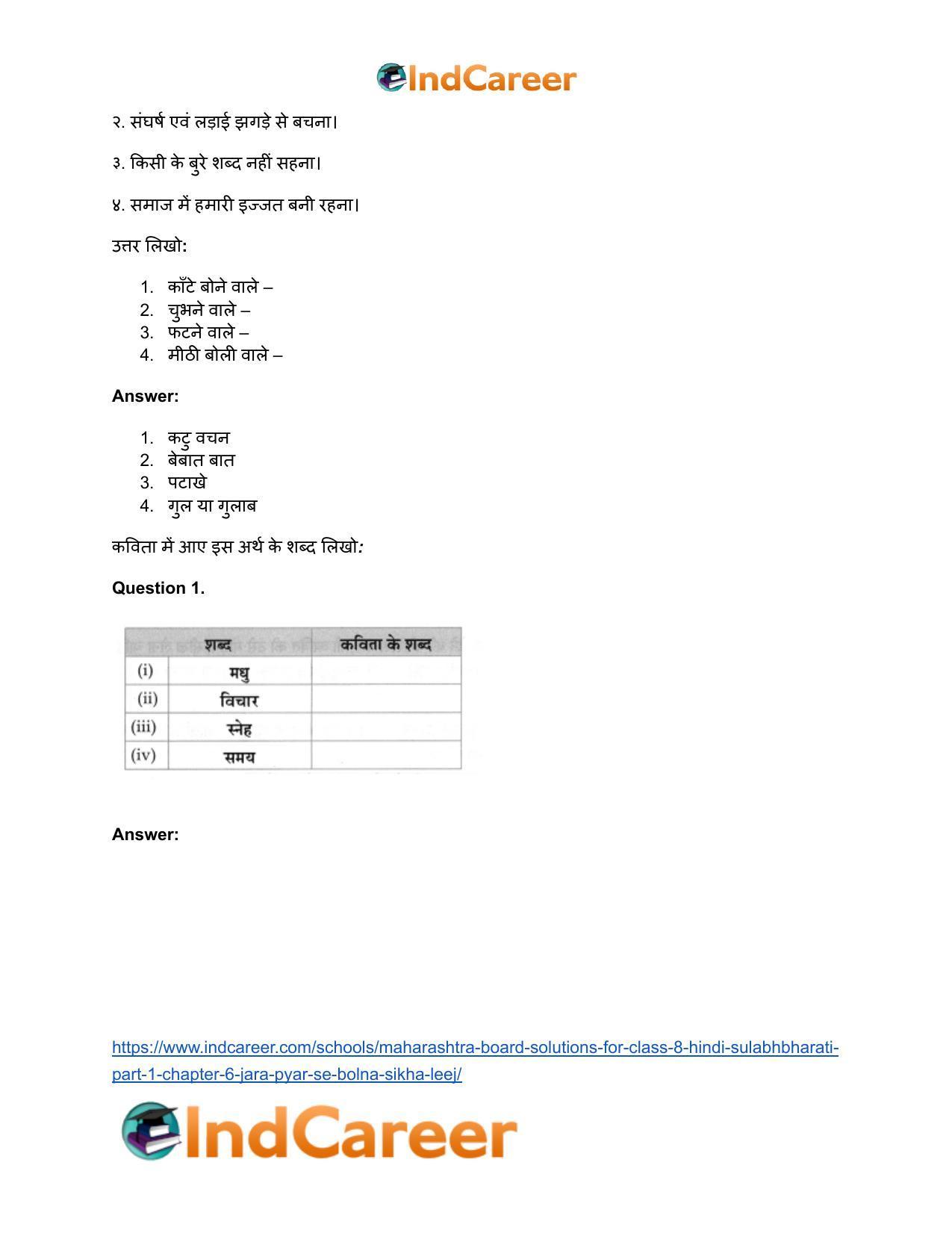 Maharashtra Board Solutions for Class 8- Hindi Sulabhbharati (Part 1): Chapter 6- जरा प्यार से बोलना सीख लीज - Page 4