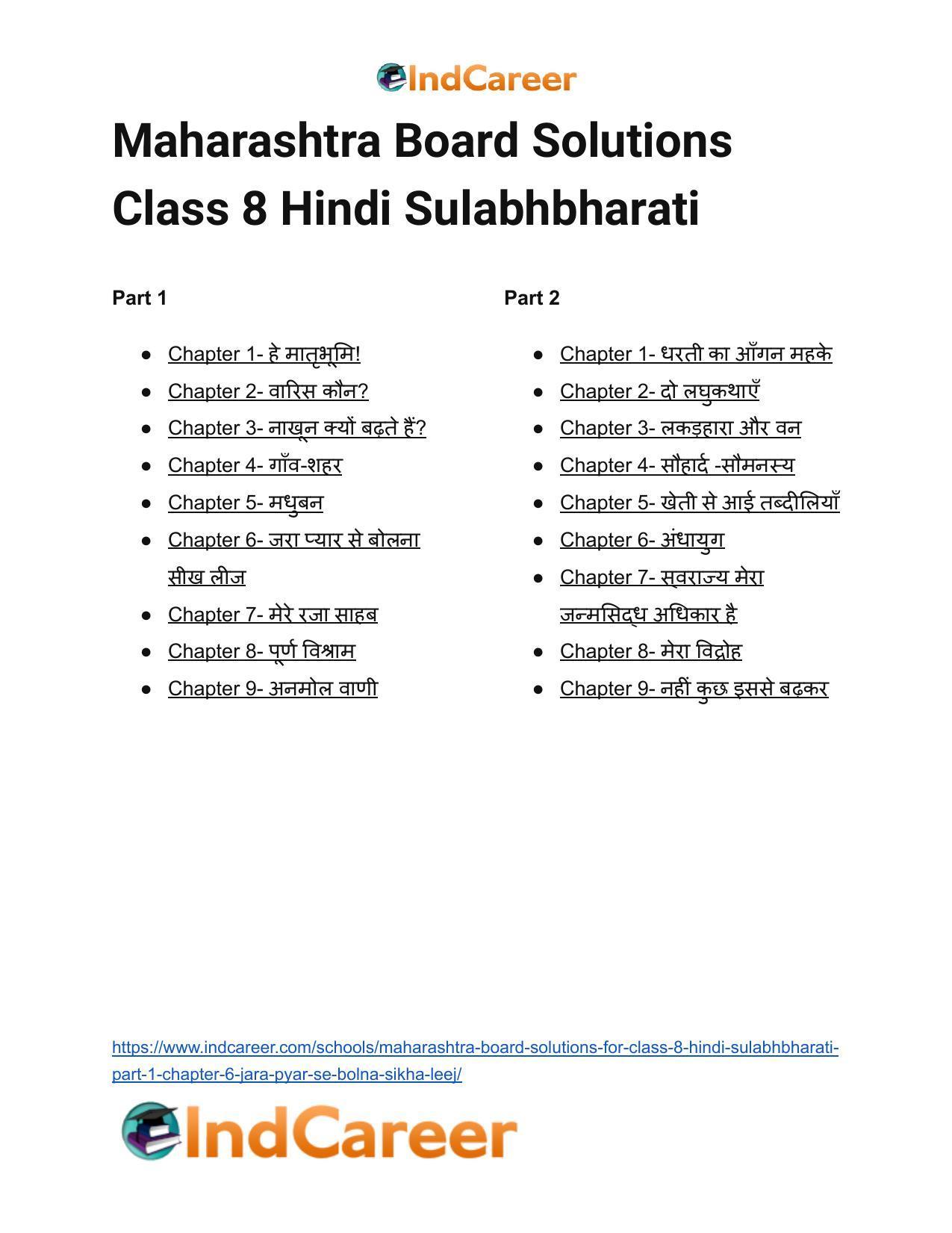 Maharashtra Board Solutions for Class 8- Hindi Sulabhbharati (Part 1): Chapter 6- जरा प्यार से बोलना सीख लीज - Page 12