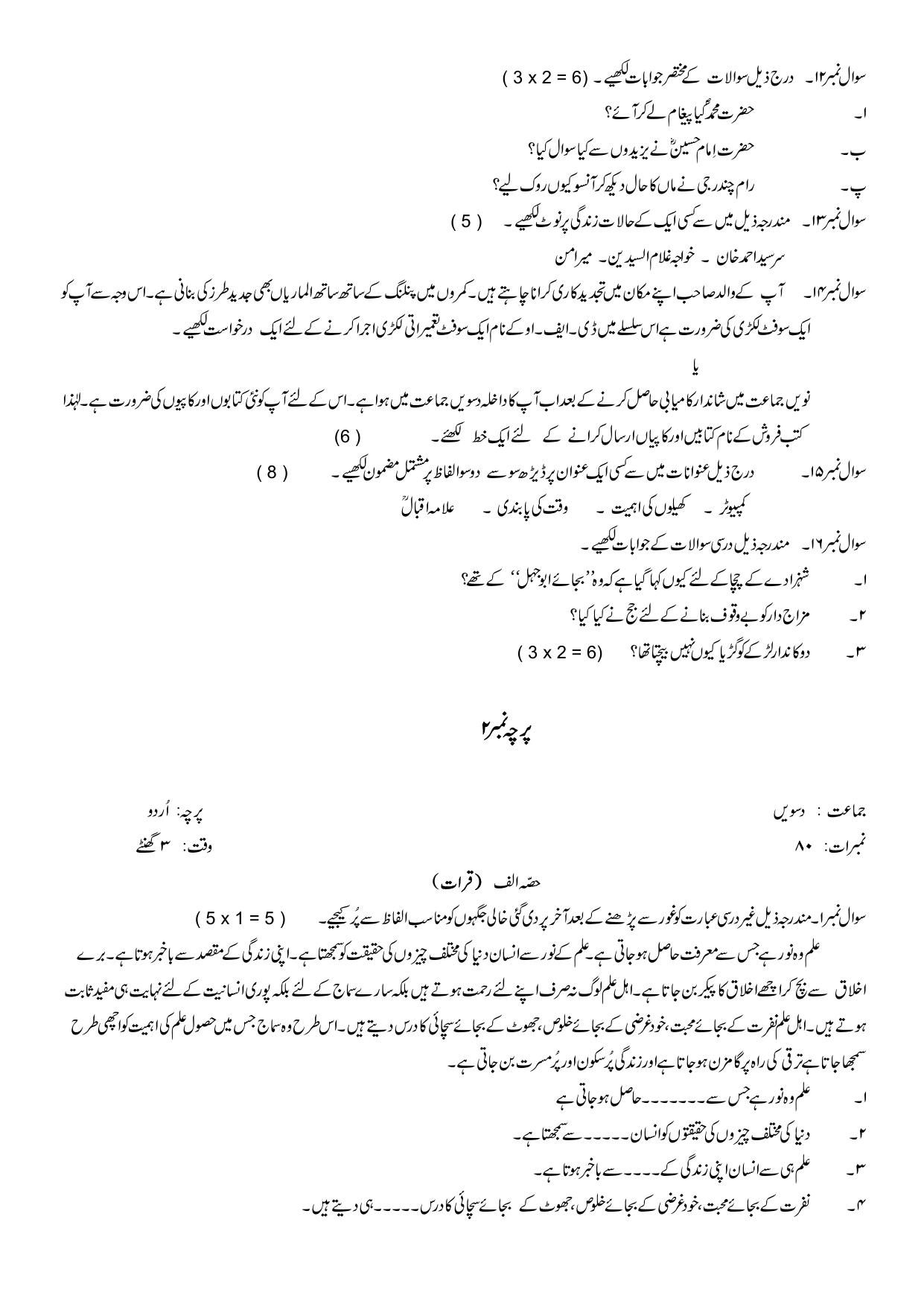 JKBOSE Class 10 Urdu Question Bank - Page 4