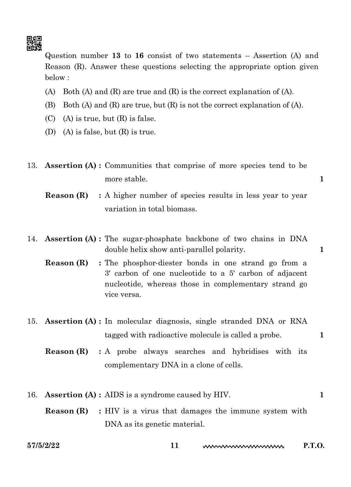 CBSE Class 12 57-5-2 Biology 2024 Question Paper - Page 11