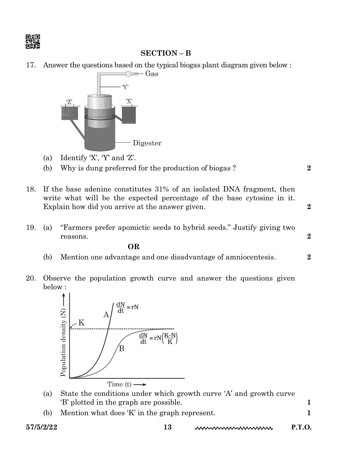 CBSE Class 12 57-5-2 Biology 2024 Question Paper - Page 13
