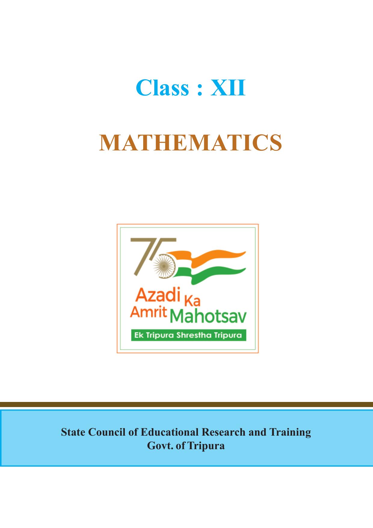 Tripura Board Class 12 Mathematics English Version Workbooks - Page 1
