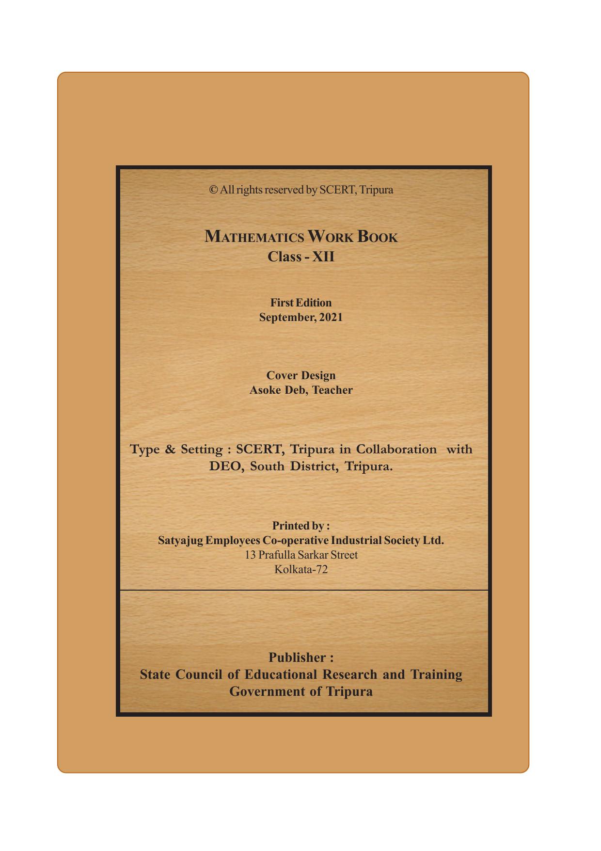 Tripura Board Class 12 Mathematics English Version Workbooks - Page 2
