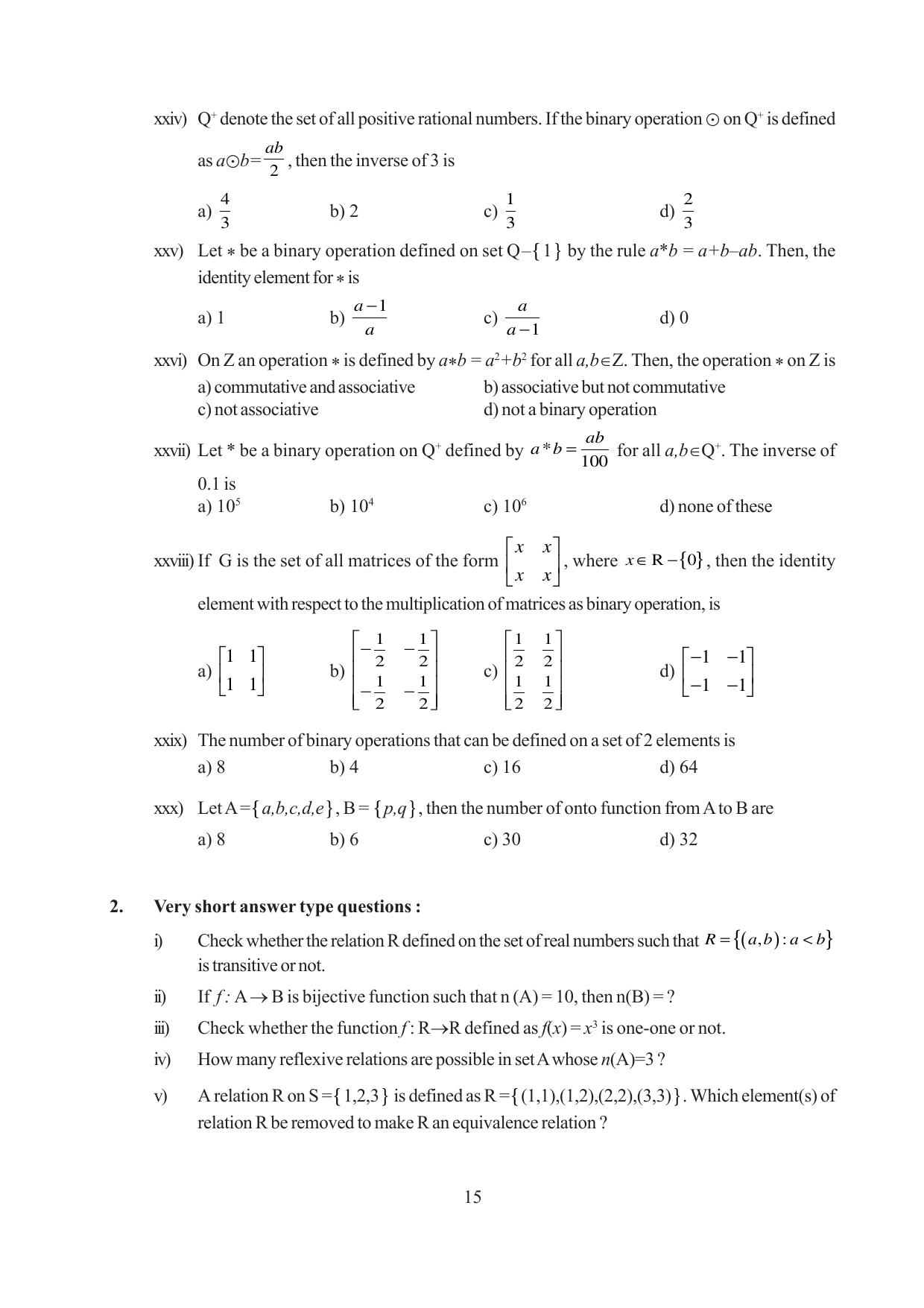 Tripura Board Class 12 Mathematics English Version Workbooks - Page 15