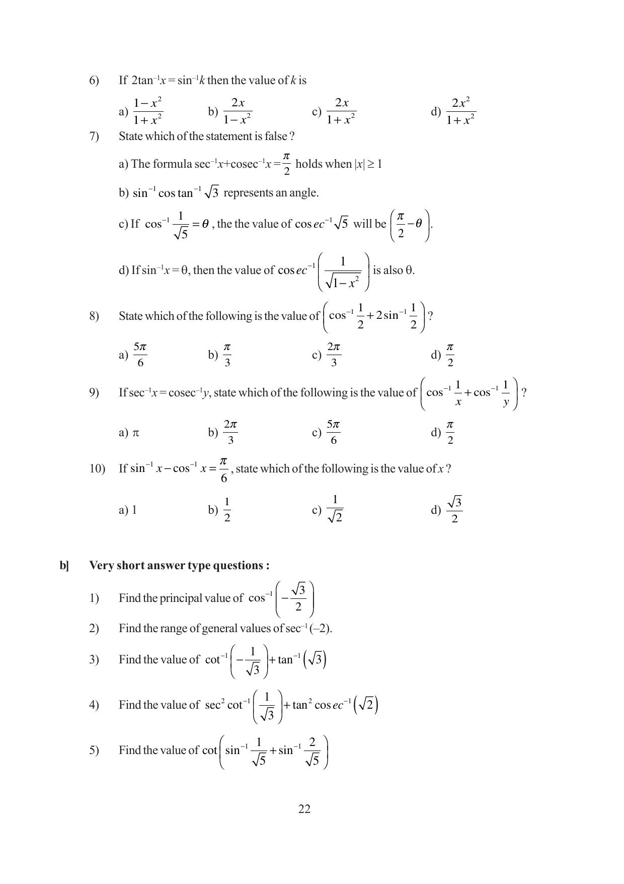 Tripura Board Class 12 Mathematics English Version Workbooks - Page 22
