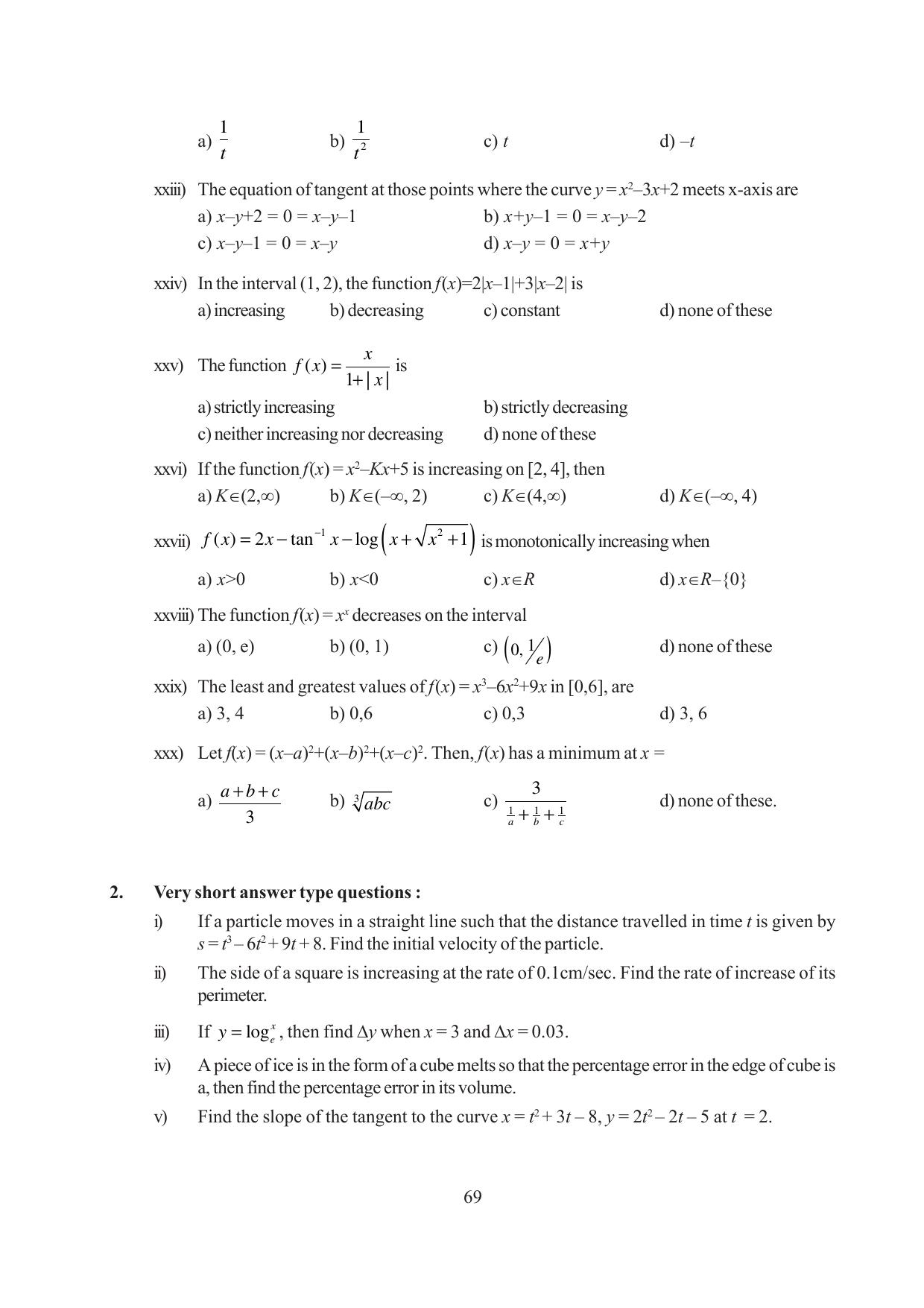 Tripura Board Class 12 Mathematics English Version Workbooks - Page 69