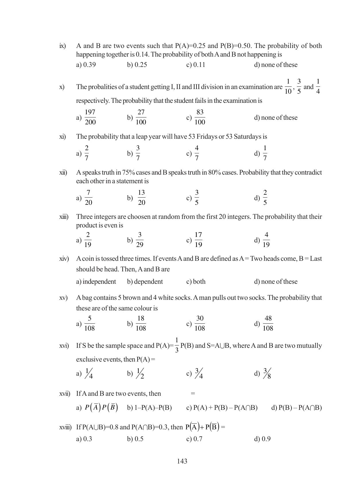 Tripura Board Class 12 Mathematics English Version Workbooks - Page 143