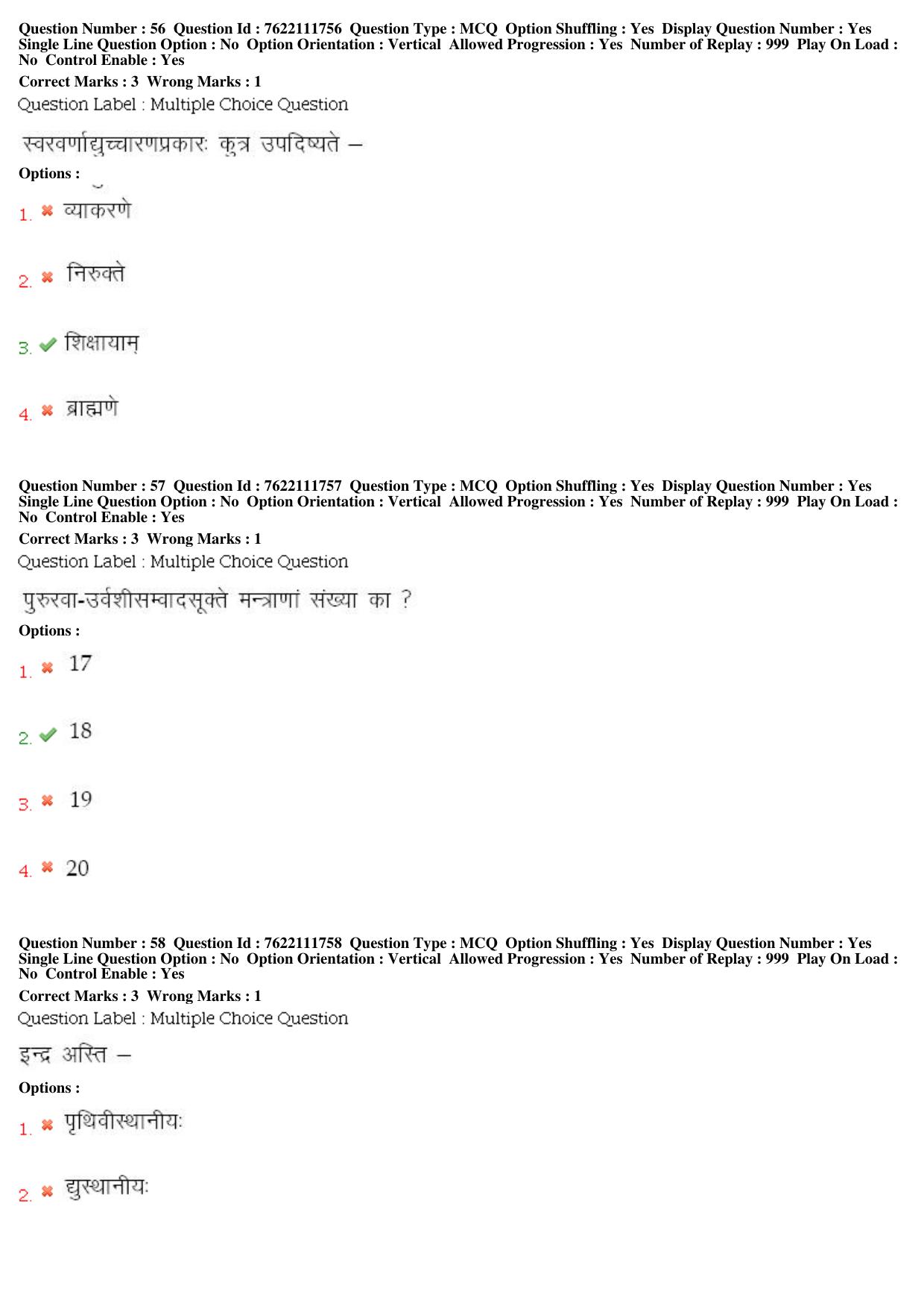 BHU RET Rigveda 2019 Question Paper - Page 28