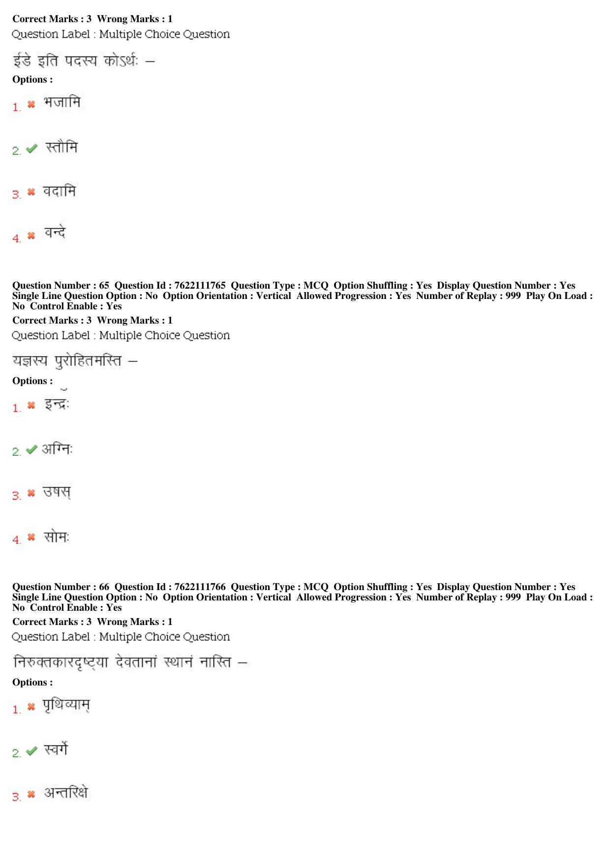 BHU RET Rigveda 2019 Question Paper - Page 31