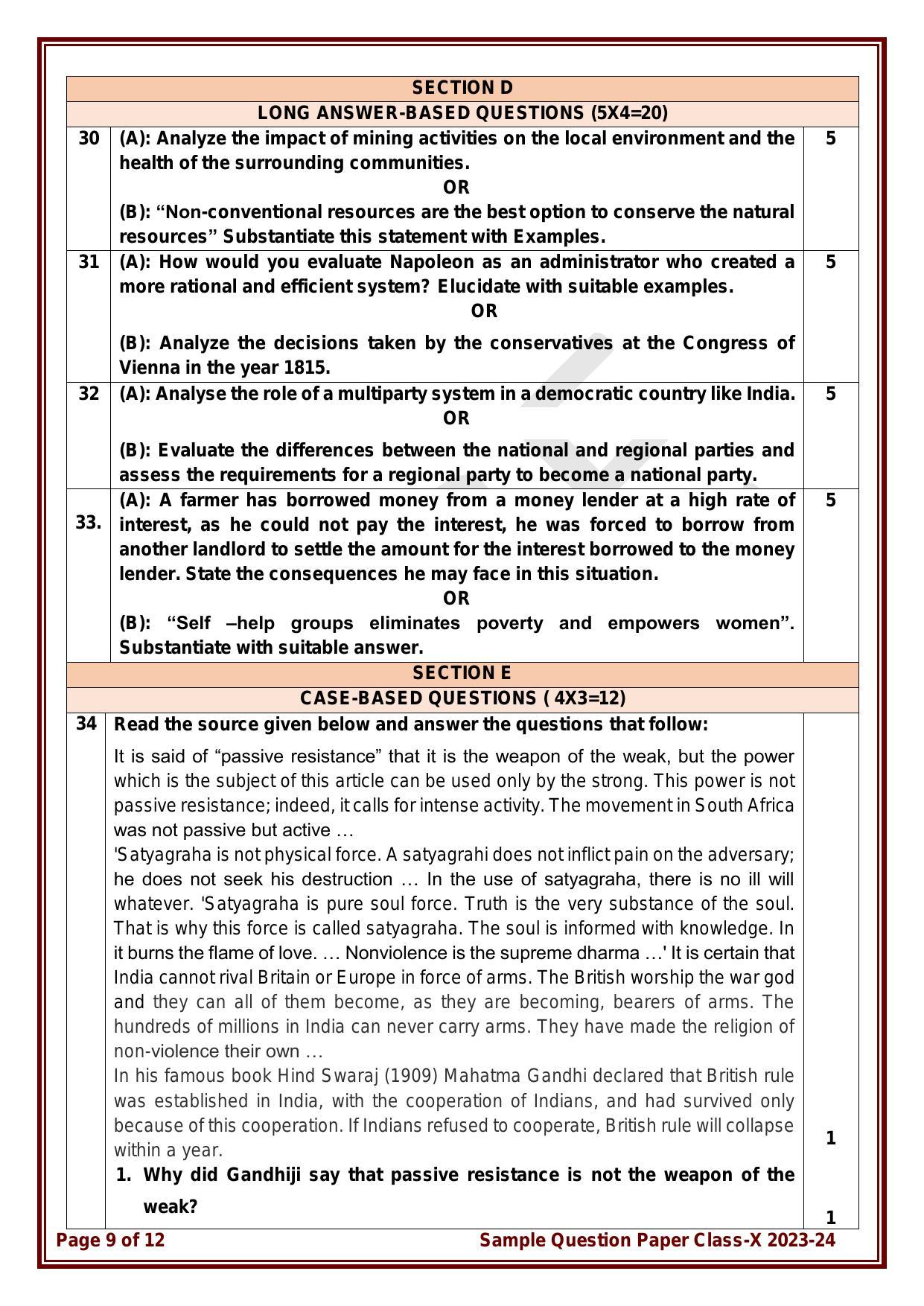 CBSE Class 10 Social Science Sample Paper 2024 - Page 9