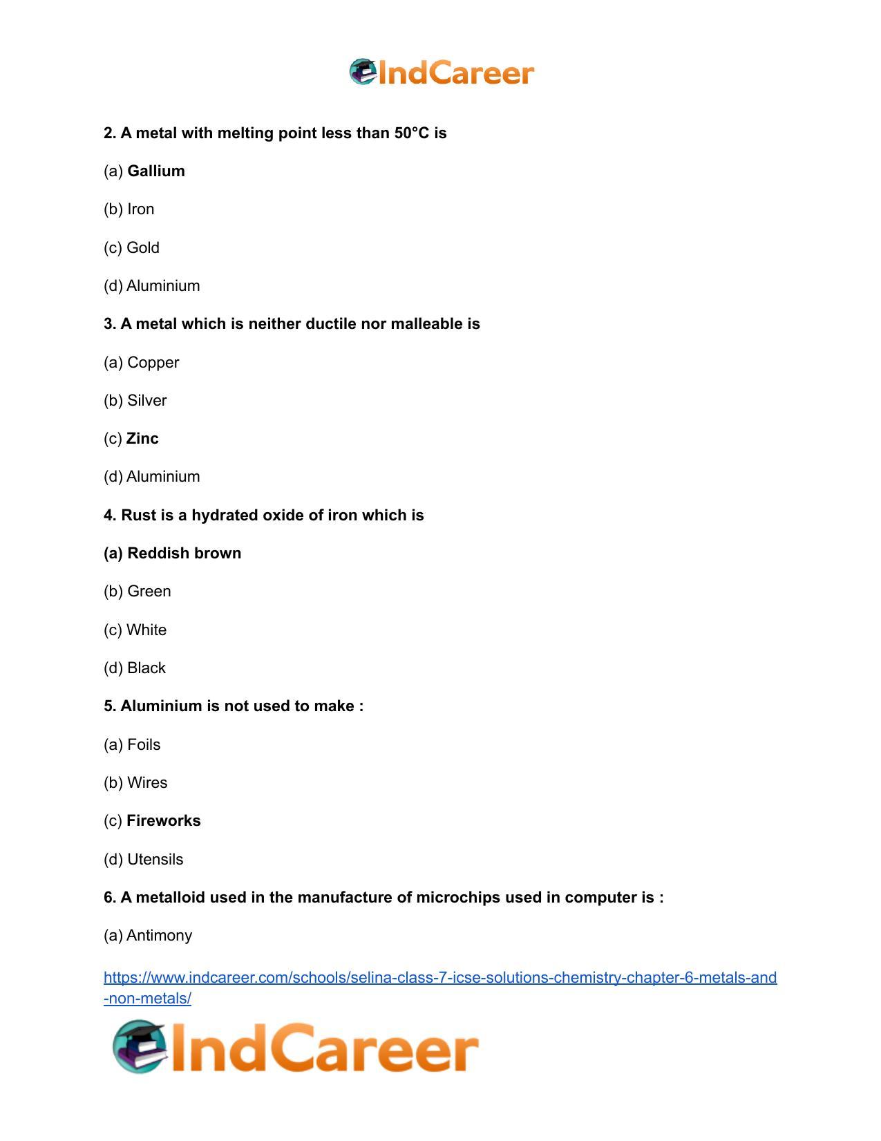 Selina Class 7 ICSE Solutions Chemistry : Chapter 6- Metals and Non-metals - Page 8
