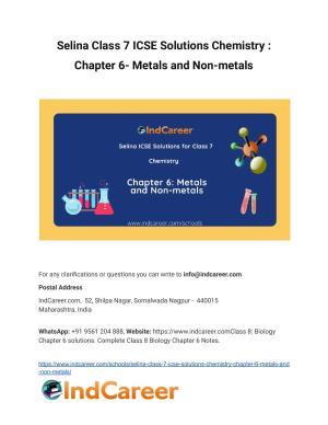 Selina Class 7 ICSE Solutions Chemistry : Chapter 6- Metals and Non-metals
