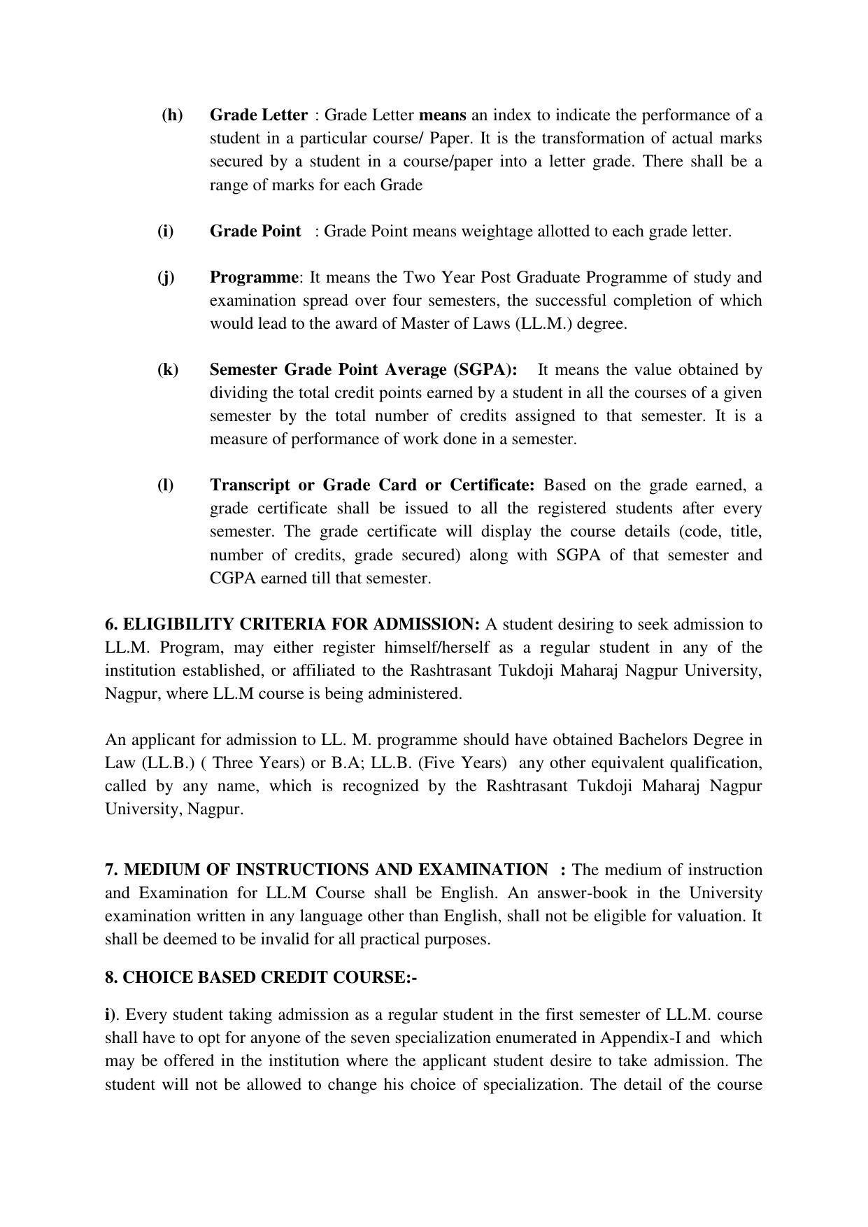 RTMNUPost Graduate Teaching Department of Law of DIRECTION GOVERNING ADMISSIONS AND EXAMINATIONS LEADING TO THE AWARD OF DEGREE OF MASTER OF LAWS (LL.M.) (DIRECTION NO. 14 of 2017 ) Syllabus. - Page 4