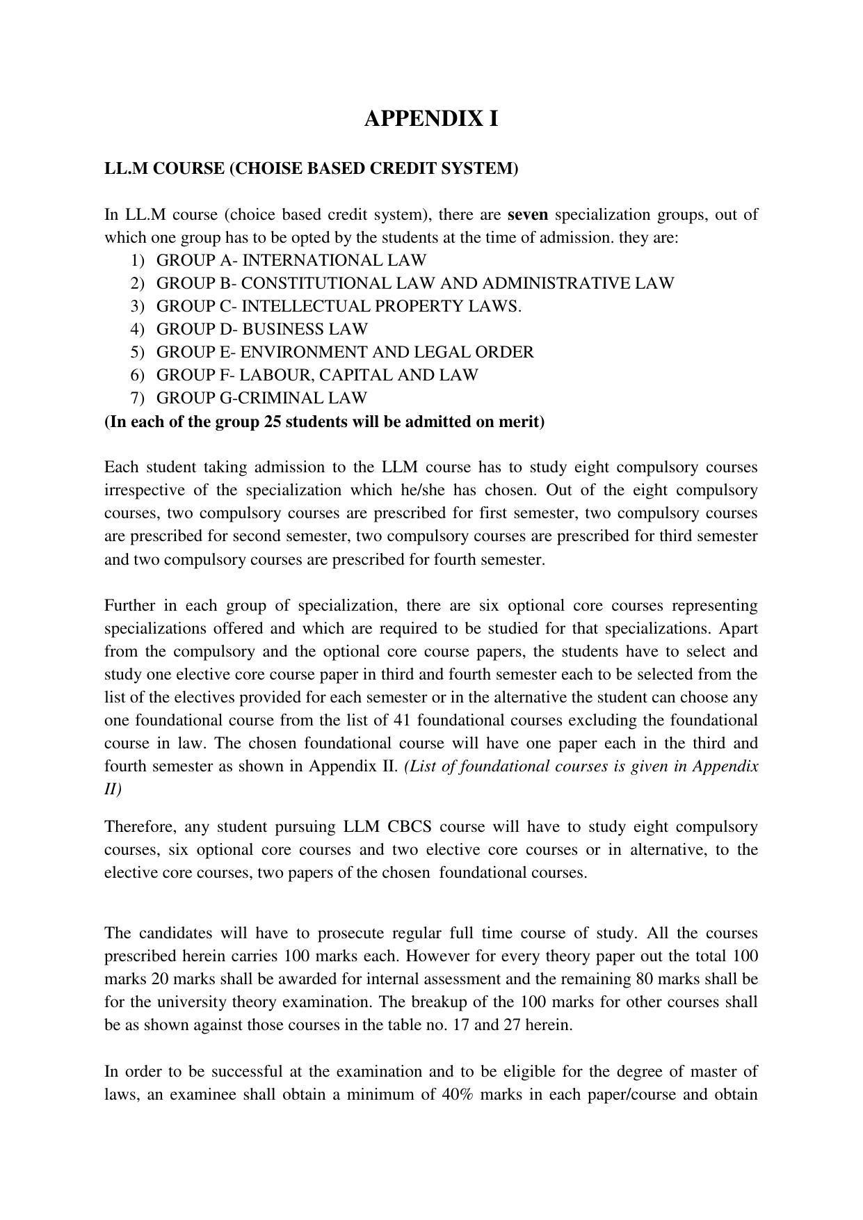 RTMNUPost Graduate Teaching Department of Law of DIRECTION GOVERNING ADMISSIONS AND EXAMINATIONS LEADING TO THE AWARD OF DEGREE OF MASTER OF LAWS (LL.M.) (DIRECTION NO. 14 of 2017 ) Syllabus. - Page 9