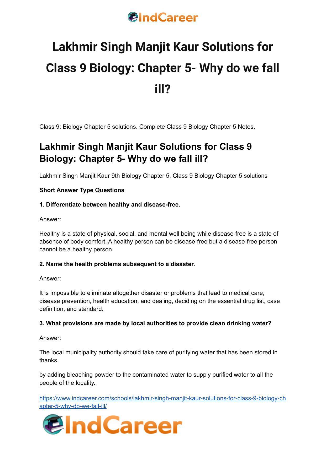 Lakhmir Singh Manjit Kaur  Solutions for Class 9 Biology: Chapter 5- Why do we fall ill? - Page 2