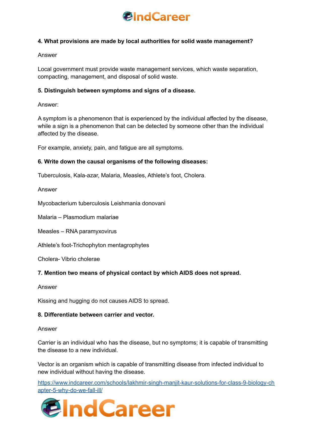 Lakhmir Singh Manjit Kaur  Solutions for Class 9 Biology: Chapter 5- Why do we fall ill? - Page 3