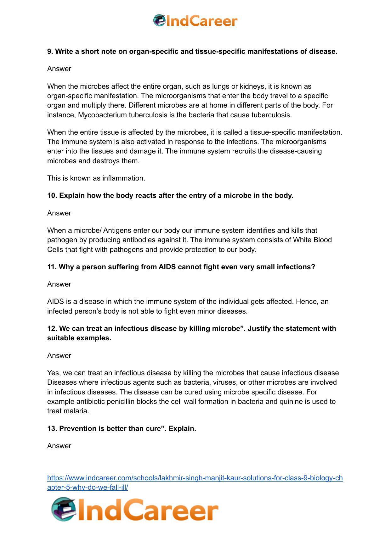 Lakhmir Singh Manjit Kaur  Solutions for Class 9 Biology: Chapter 5- Why do we fall ill? - Page 4