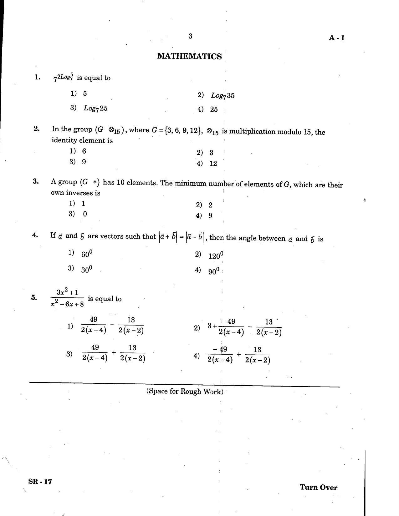 COMEDK UGET 2020 Maths Question Paper - Page 1