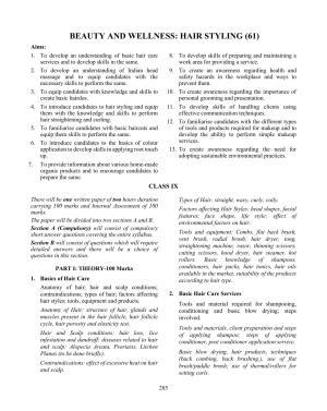 ICSE Beauty and Wellness (Hair Styling) Syllabus