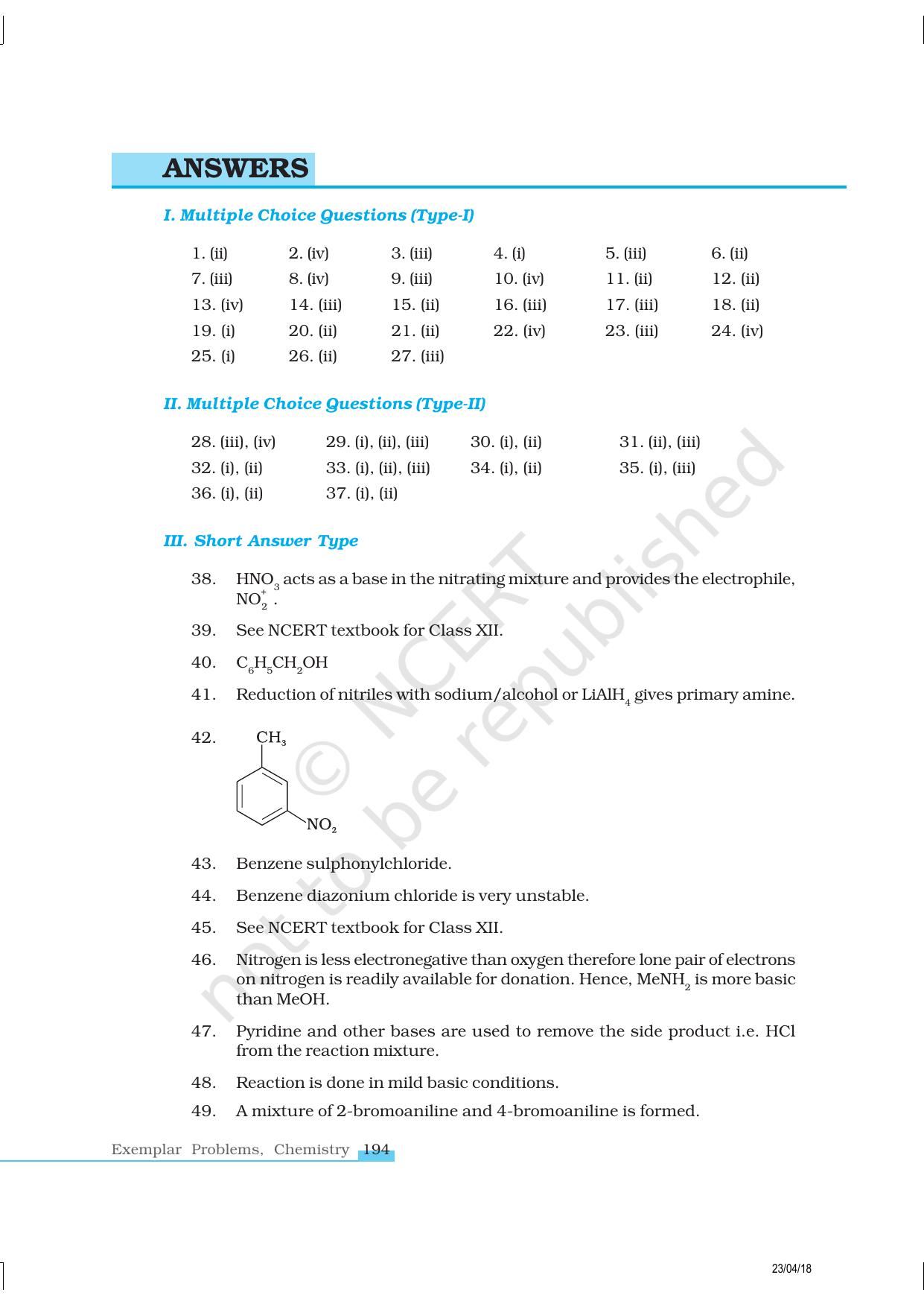 NCERT Exemplar Class 12: Chemistry - Amines - Page 15