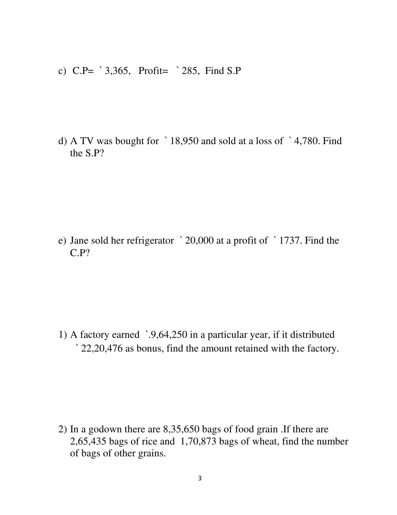 Worksheet for Class 5 Maths Addition Subtraction Assignment - Page 3