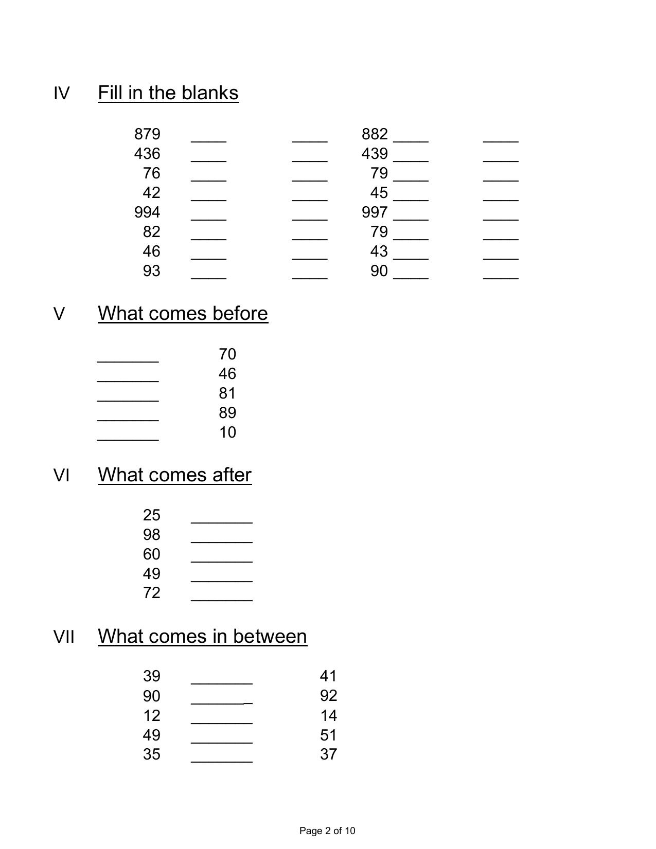 Revision Worksheets for Class 2 Maths Assignment 84 - Page 2