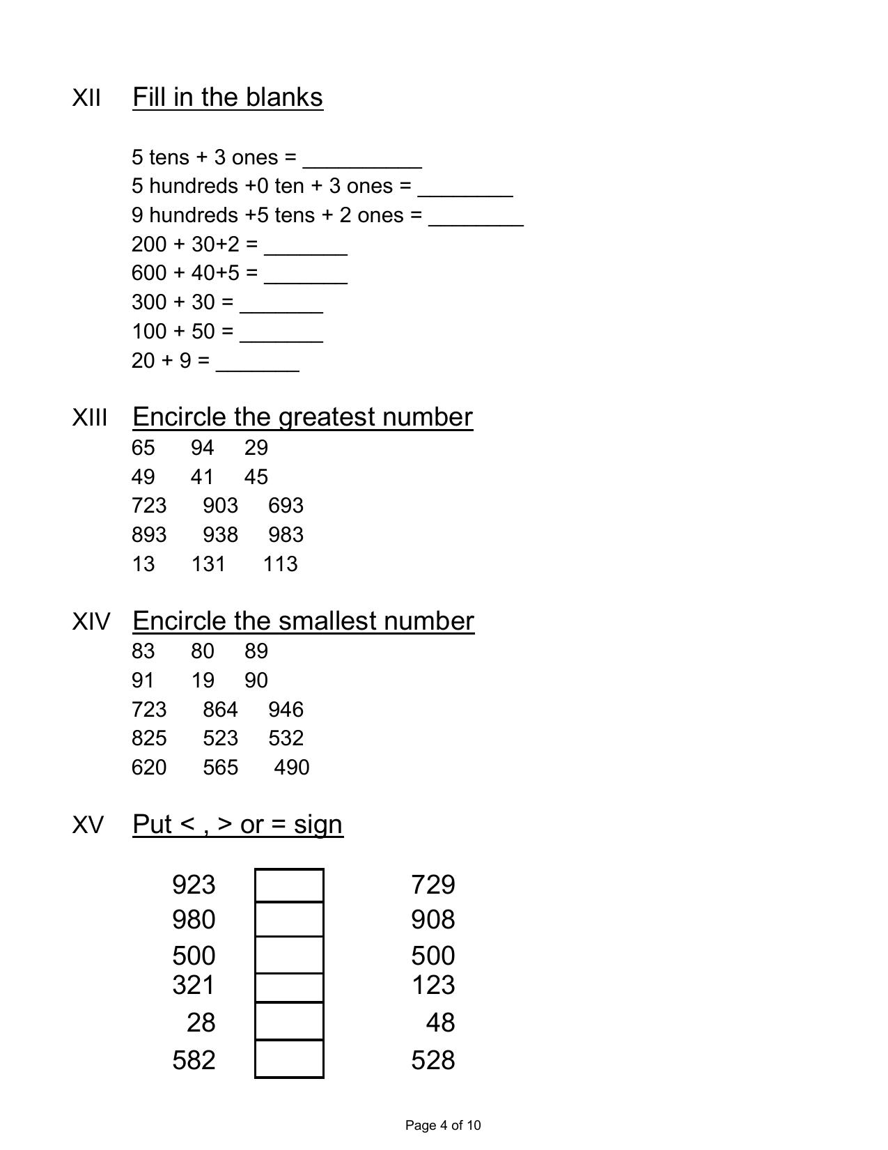 Revision Worksheets for Class 2 Maths Assignment 84 - Page 4