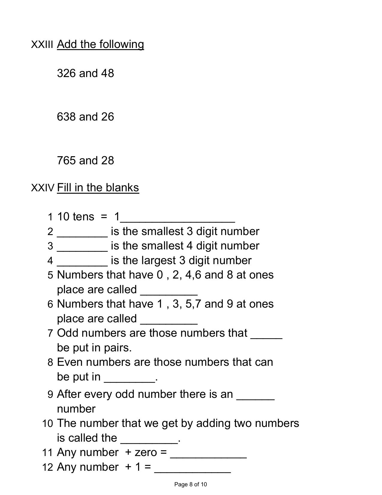 Revision Worksheets for Class 2 Maths Assignment 84 - Page 8