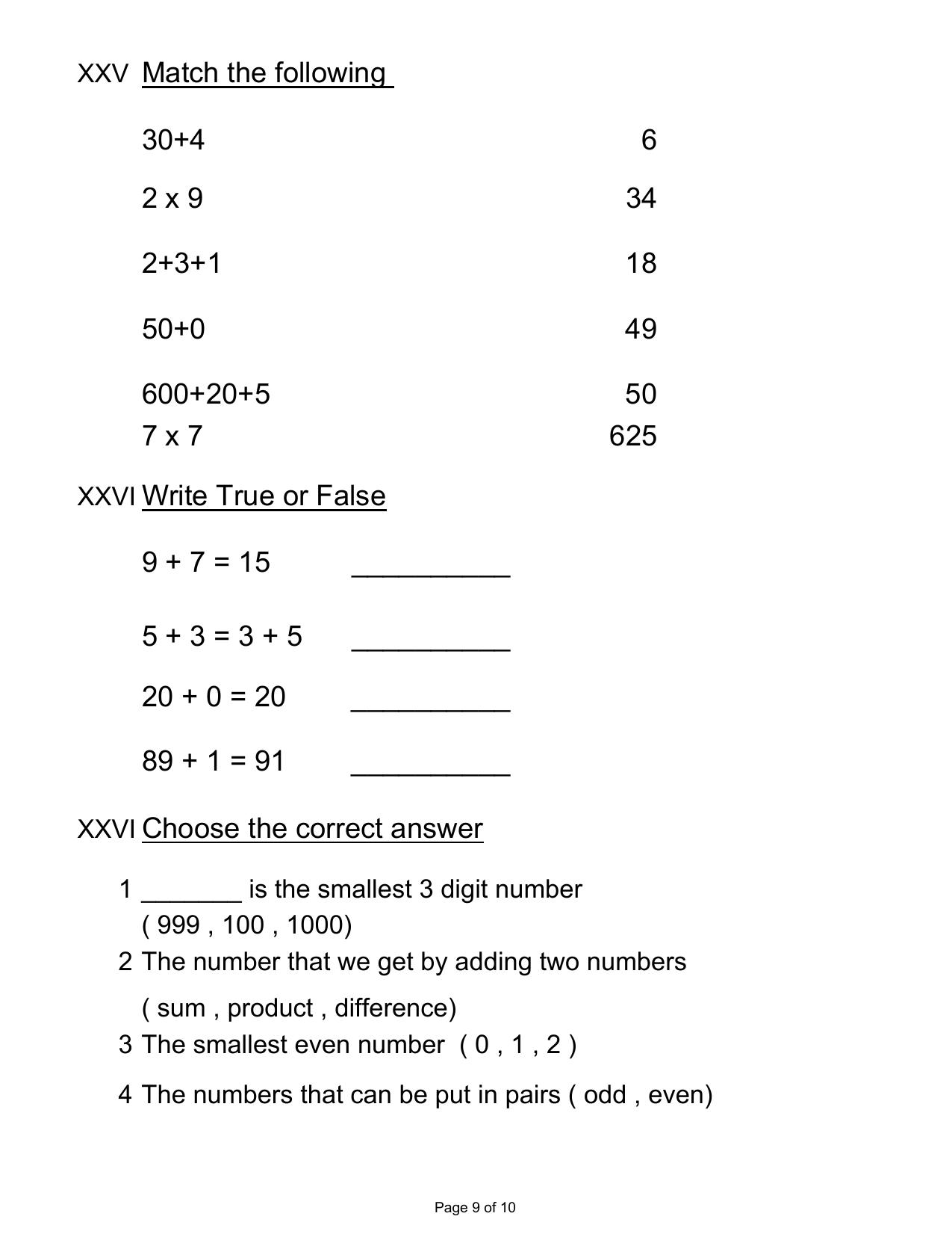 Revision Worksheets for Class 2 Maths Assignment 84 - Page 9