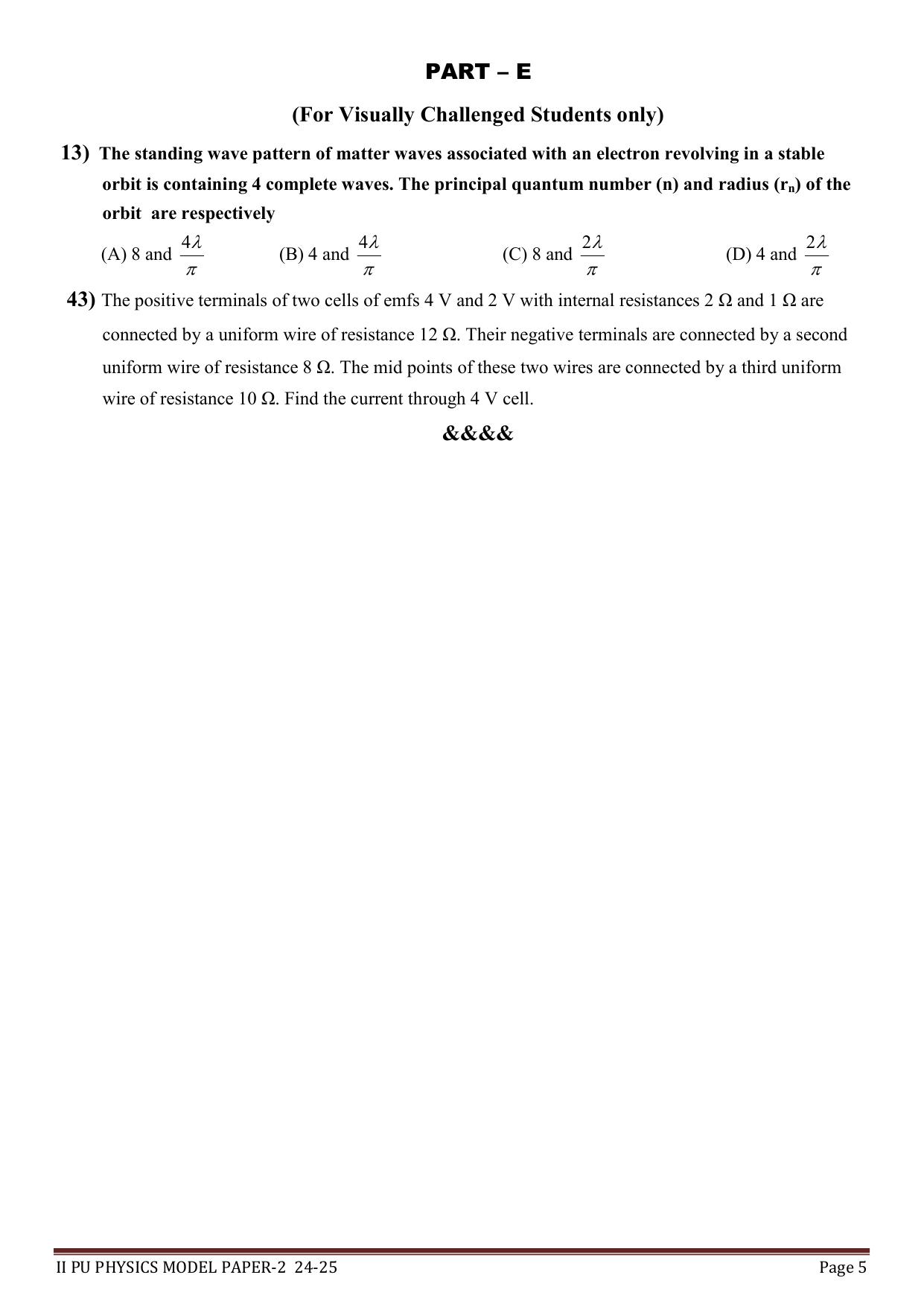 Karnataka II PUC Physics Model Question Paper II 2025 - Page 5
