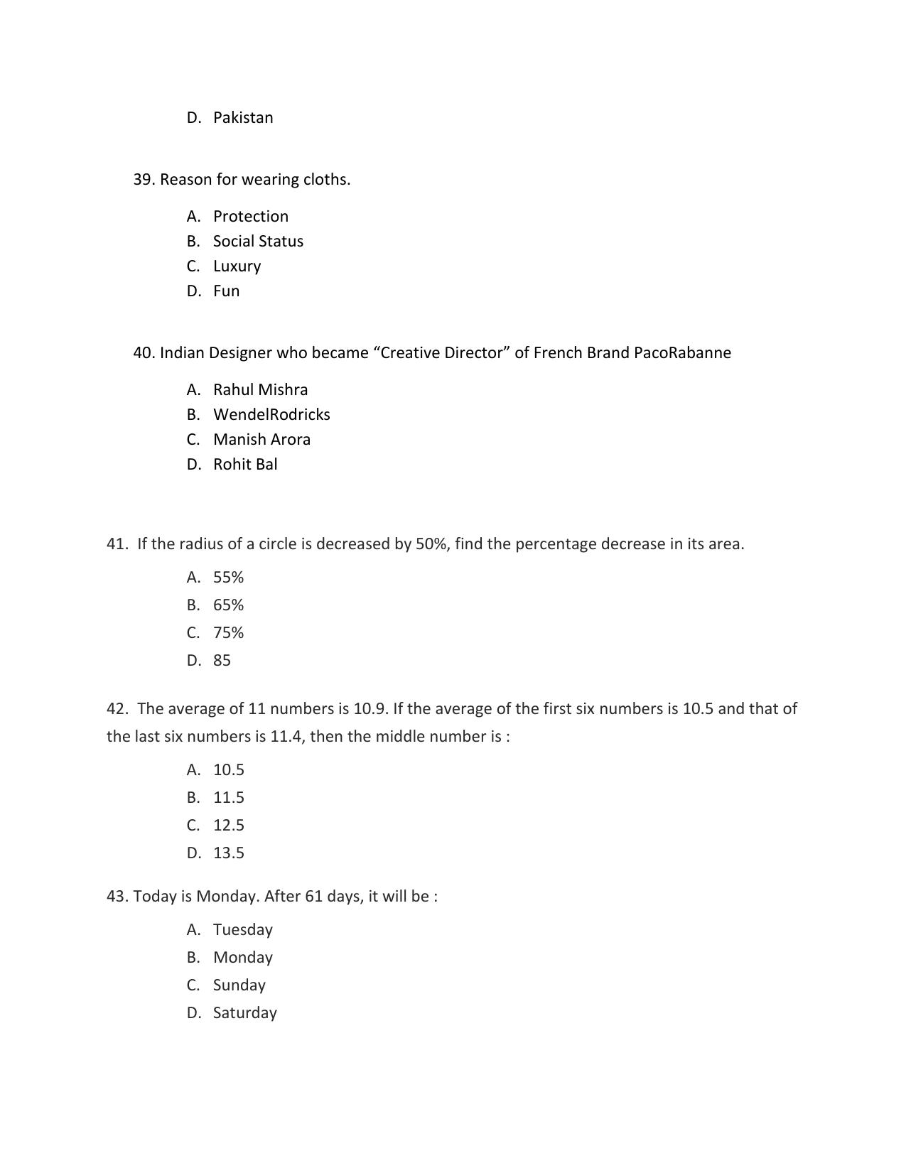 IFTK Entrance Exam General Ability Test Question Papers 2020 - Page 9