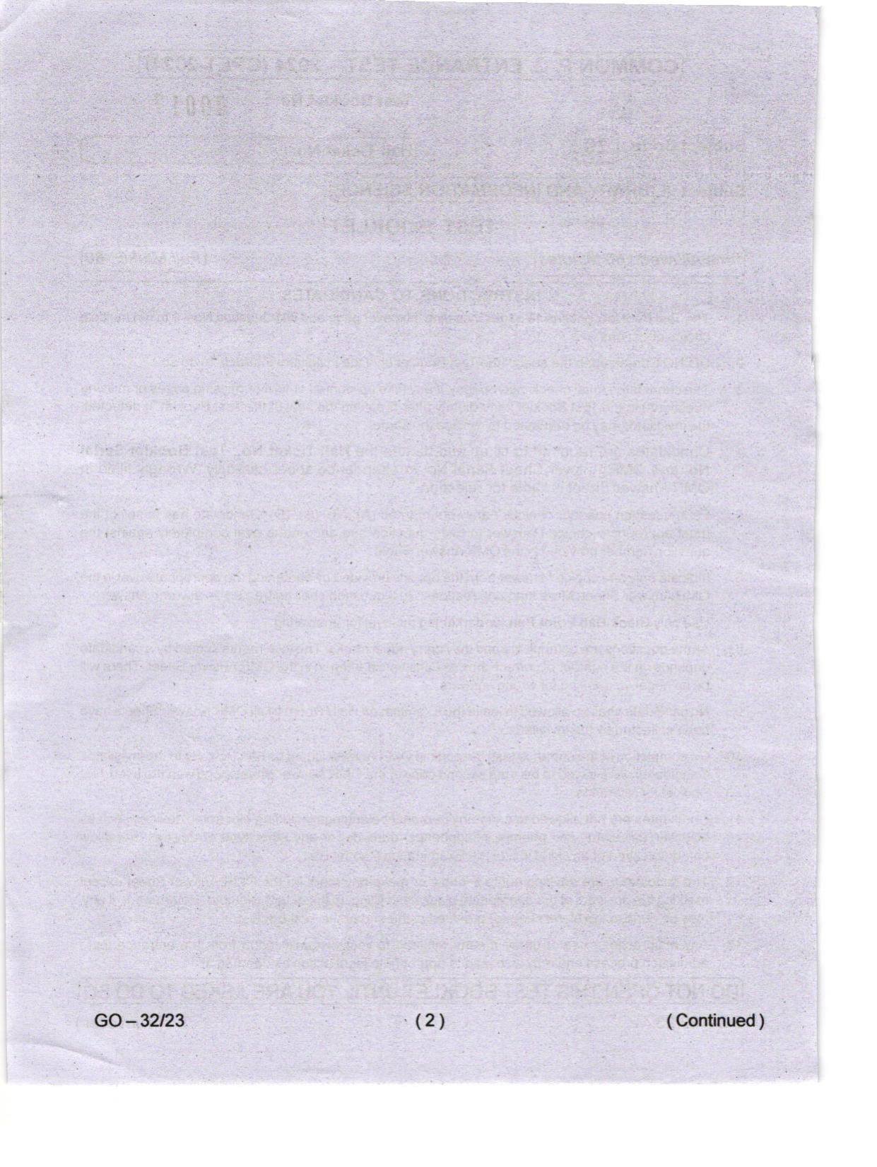 Odisha CPET 2024 LIBRARY SCIENCE Question Papers - Page 2