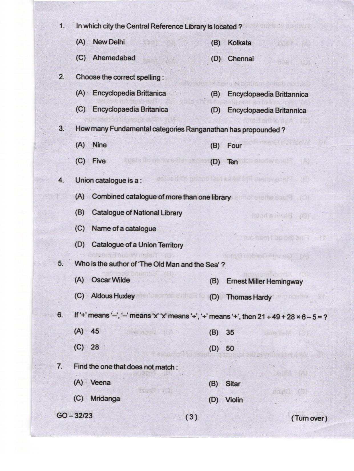 Odisha CPET 2024 LIBRARY SCIENCE Question Papers - Page 3