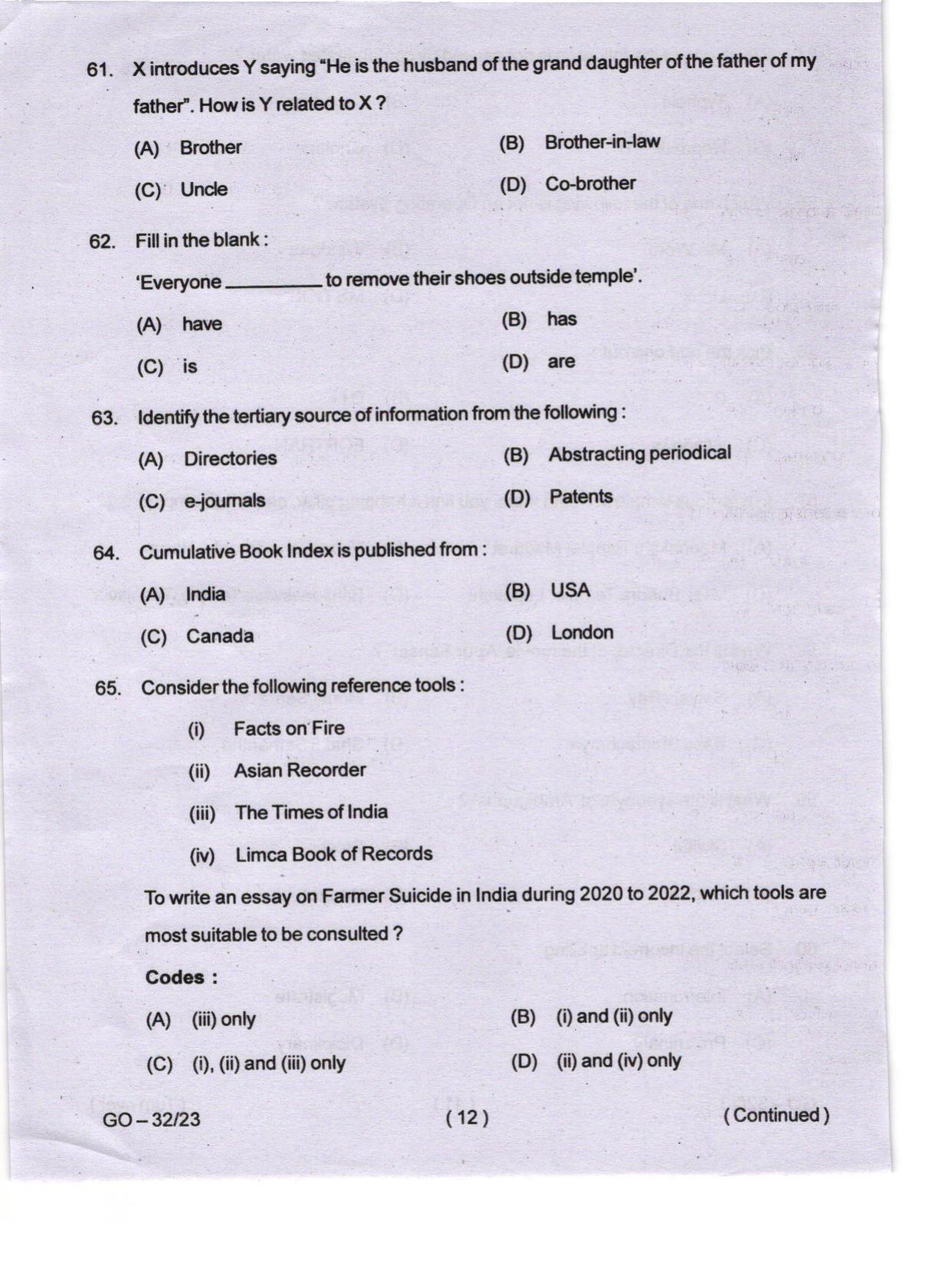 Odisha CPET 2024 LIBRARY SCIENCE Question Papers - Page 12