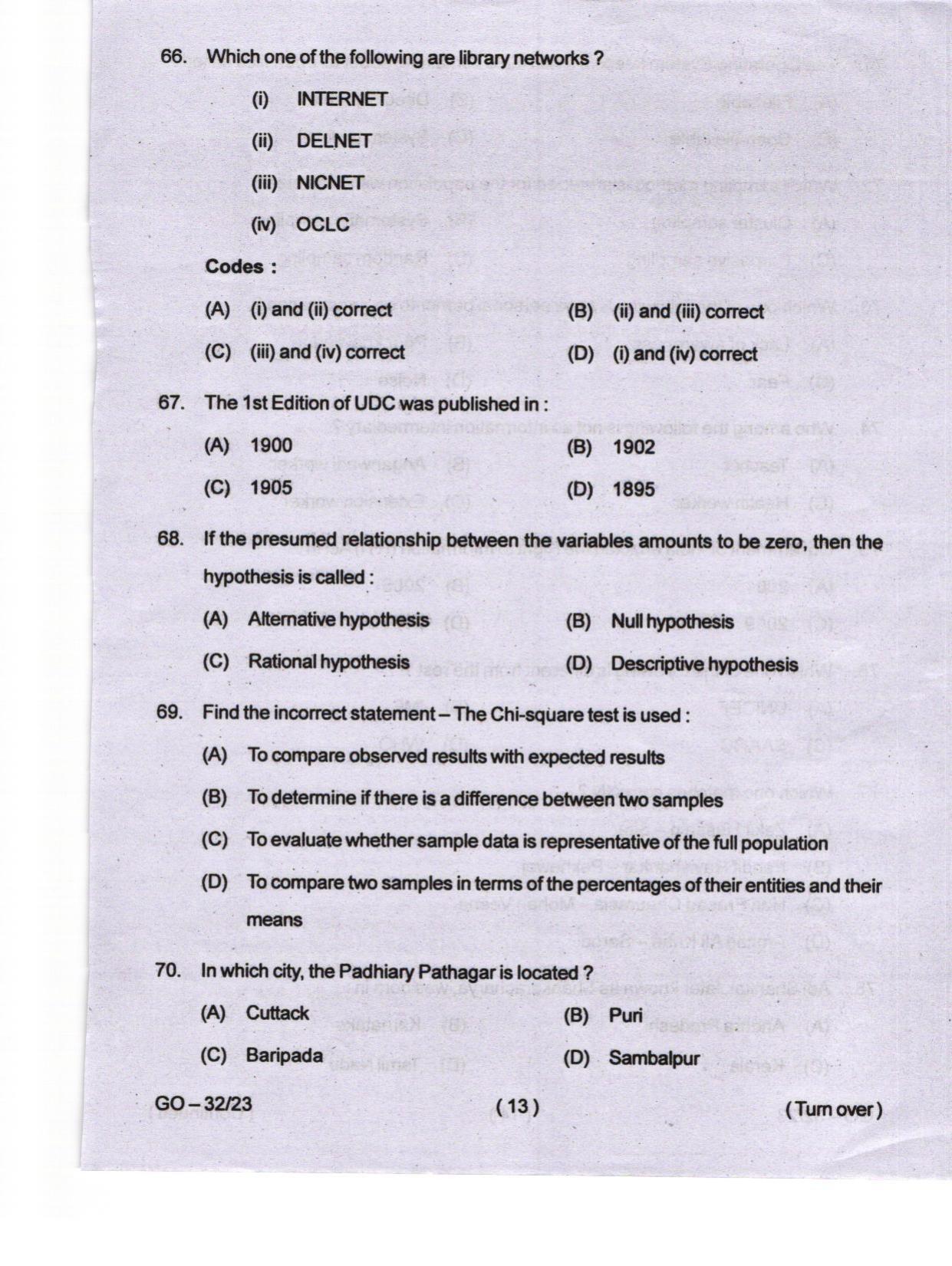 Odisha CPET 2024 LIBRARY SCIENCE Question Papers - Page 13