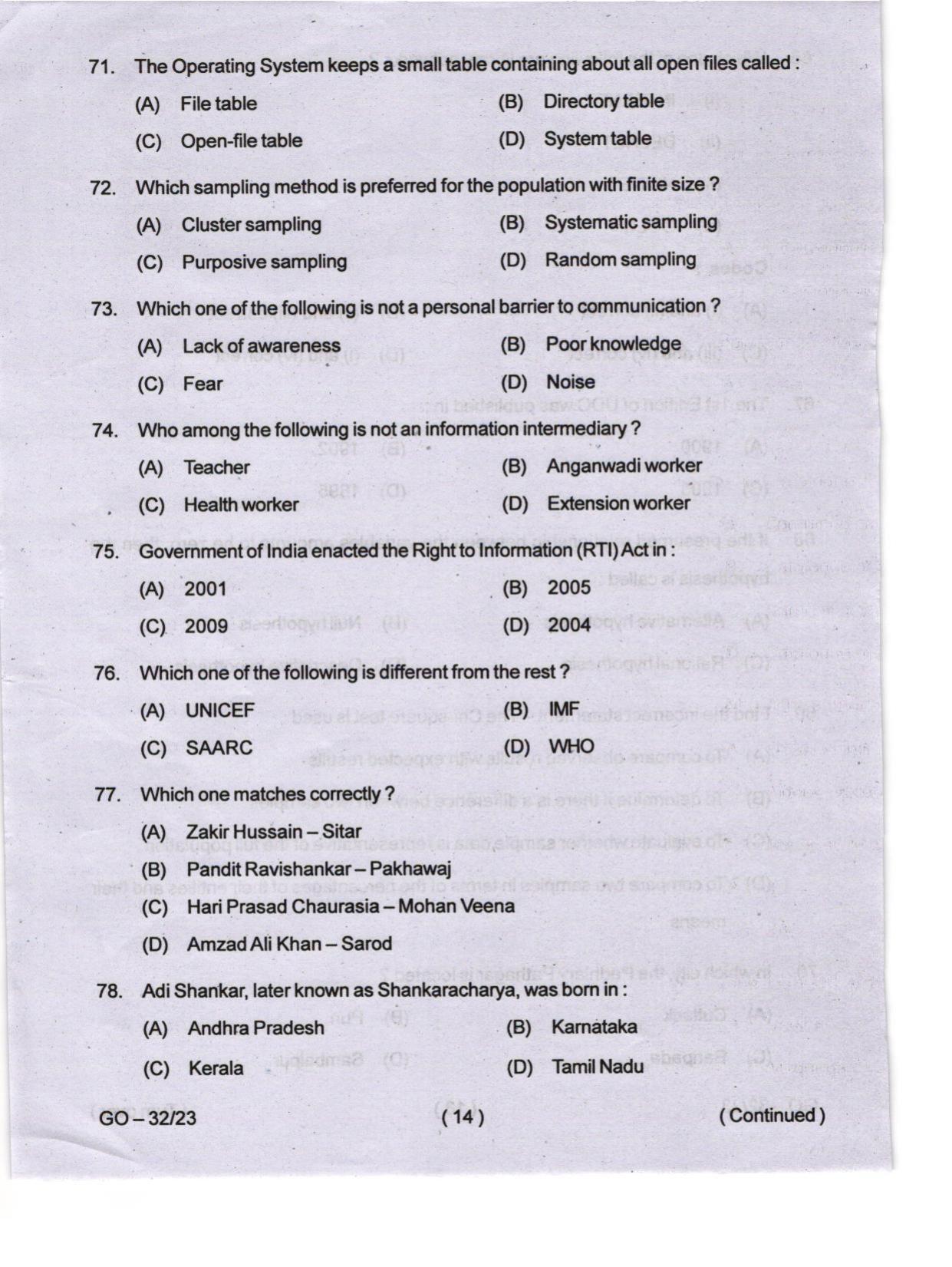 Odisha CPET 2024 LIBRARY SCIENCE Question Papers - Page 14
