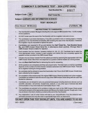 Odisha CPET 2024 LIBRARY SCIENCE Question Papers