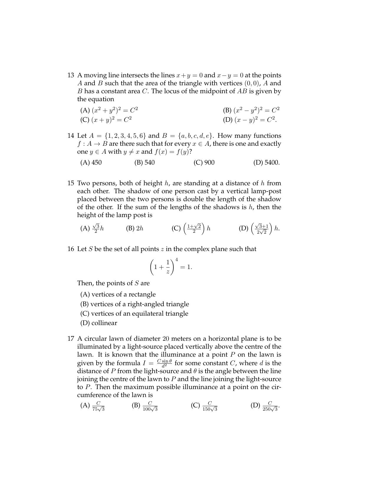 ISI Admission Test B.Stat UGA 2017 Sample Paper - Page 3