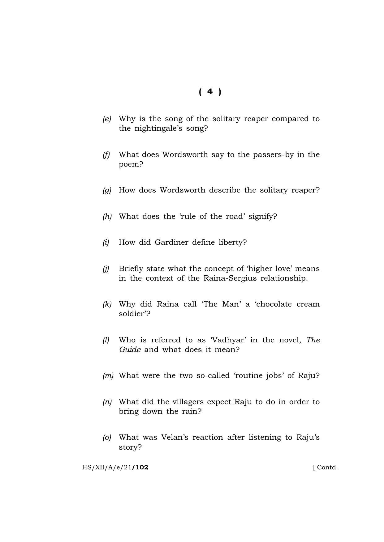 Meghalaya Board (MBOSE) Class 12 ELECTIVE ENGLISH (HS-XII-A-e-21) 2021 Question Paper - Page 4