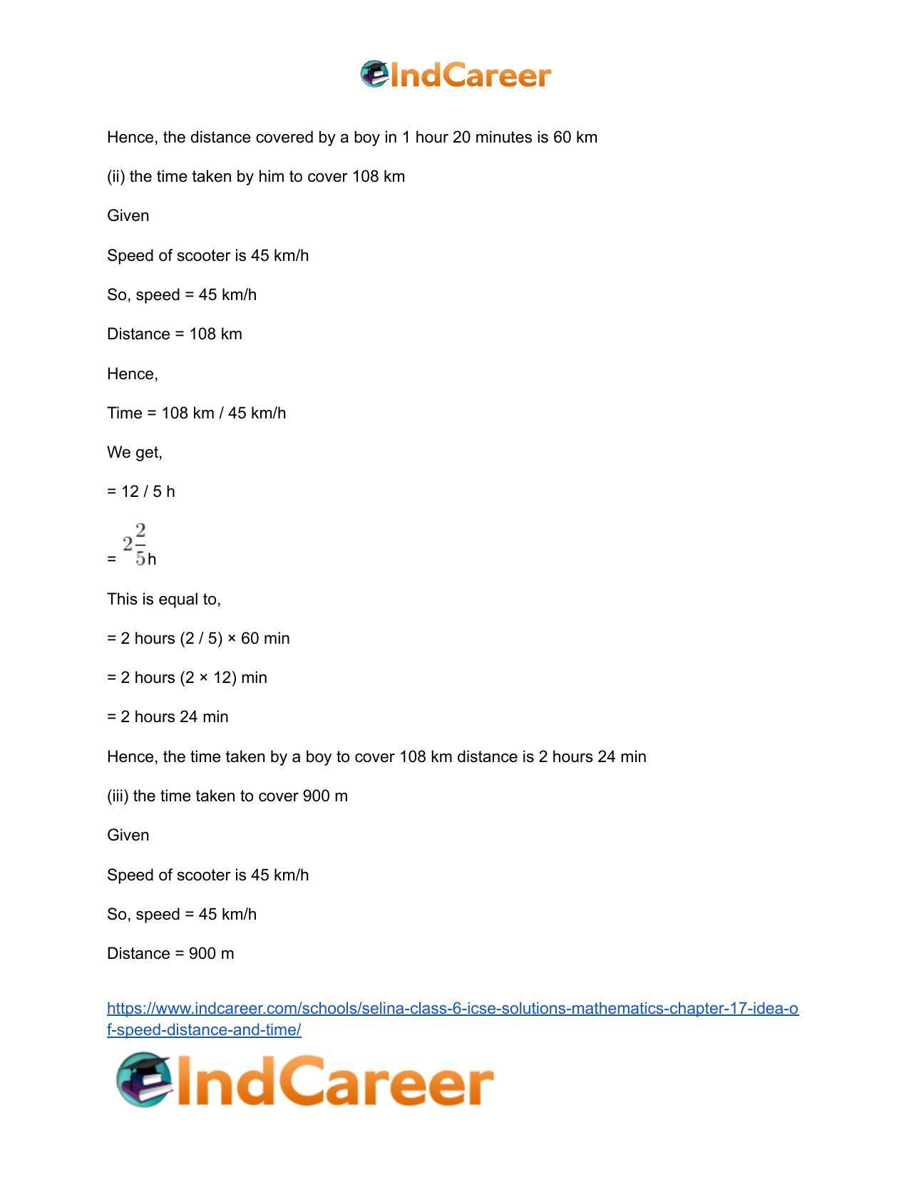 Selina Class 6 ICSE Solutions Mathematics : Chapter 17- Idea of Speed, Distance and Time - Page 9